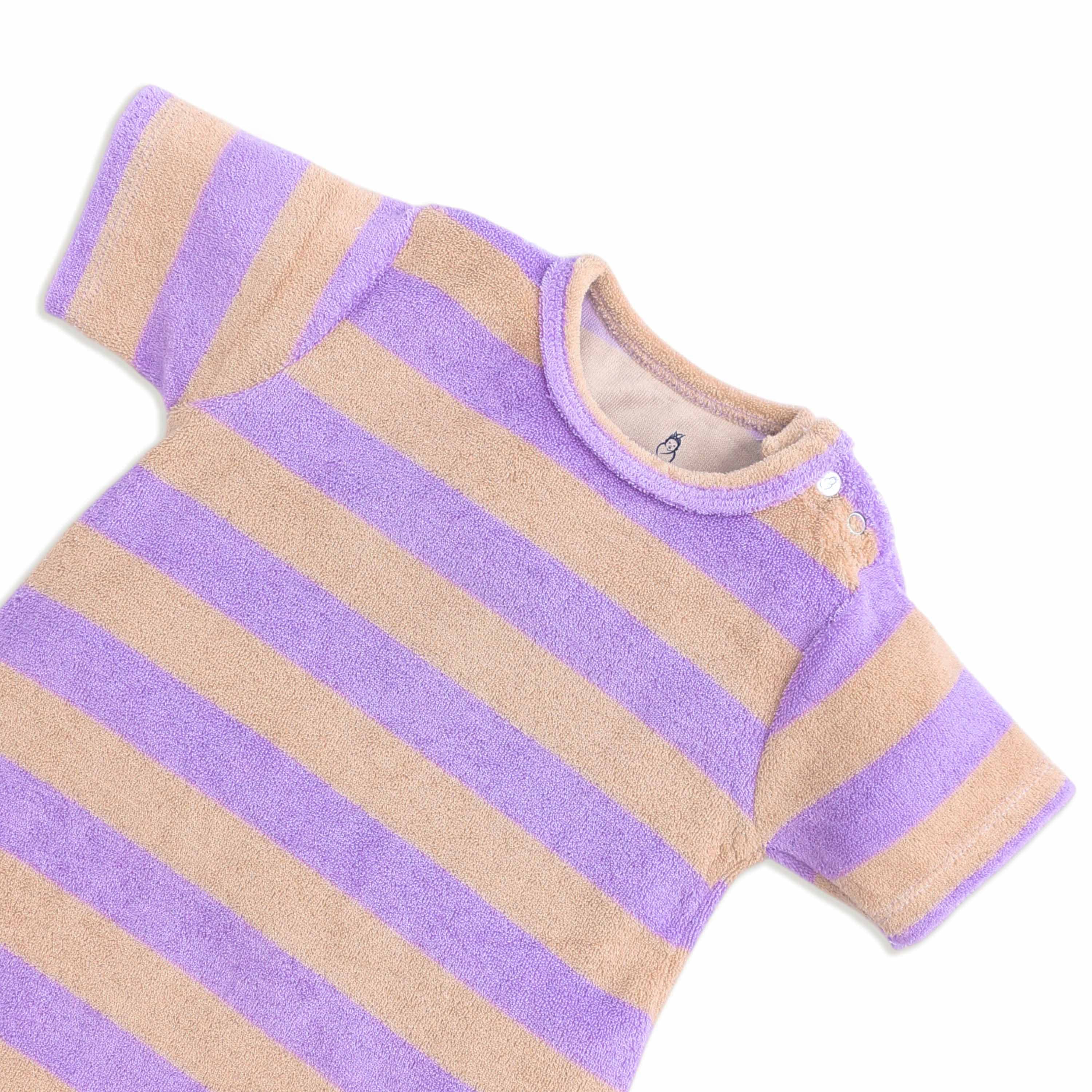 Terry Romper for Baby - Purple Rugby Style Romper | 6-24 Months