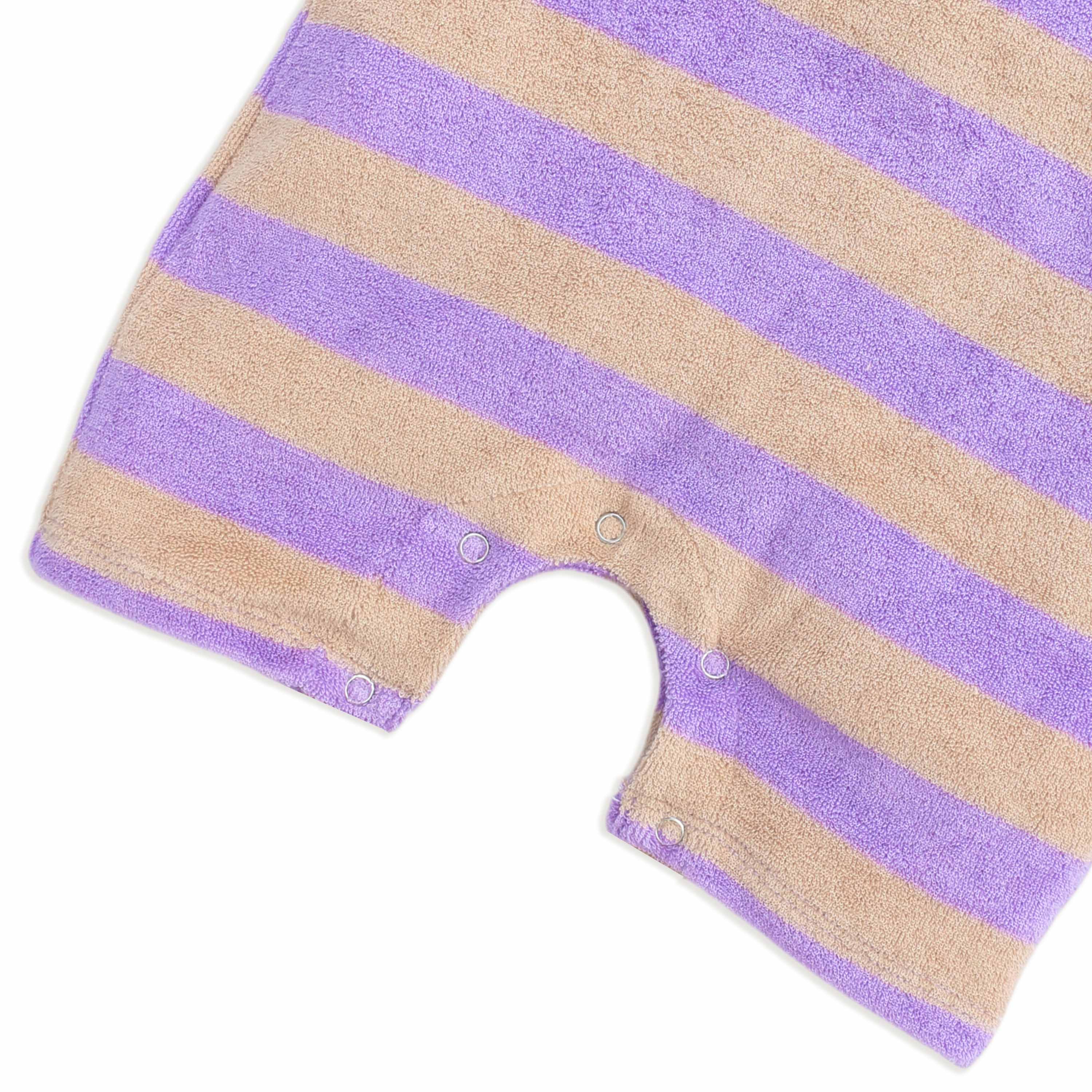 Terry Romper for Baby - Purple Rugby Style Romper | 6-24 Months