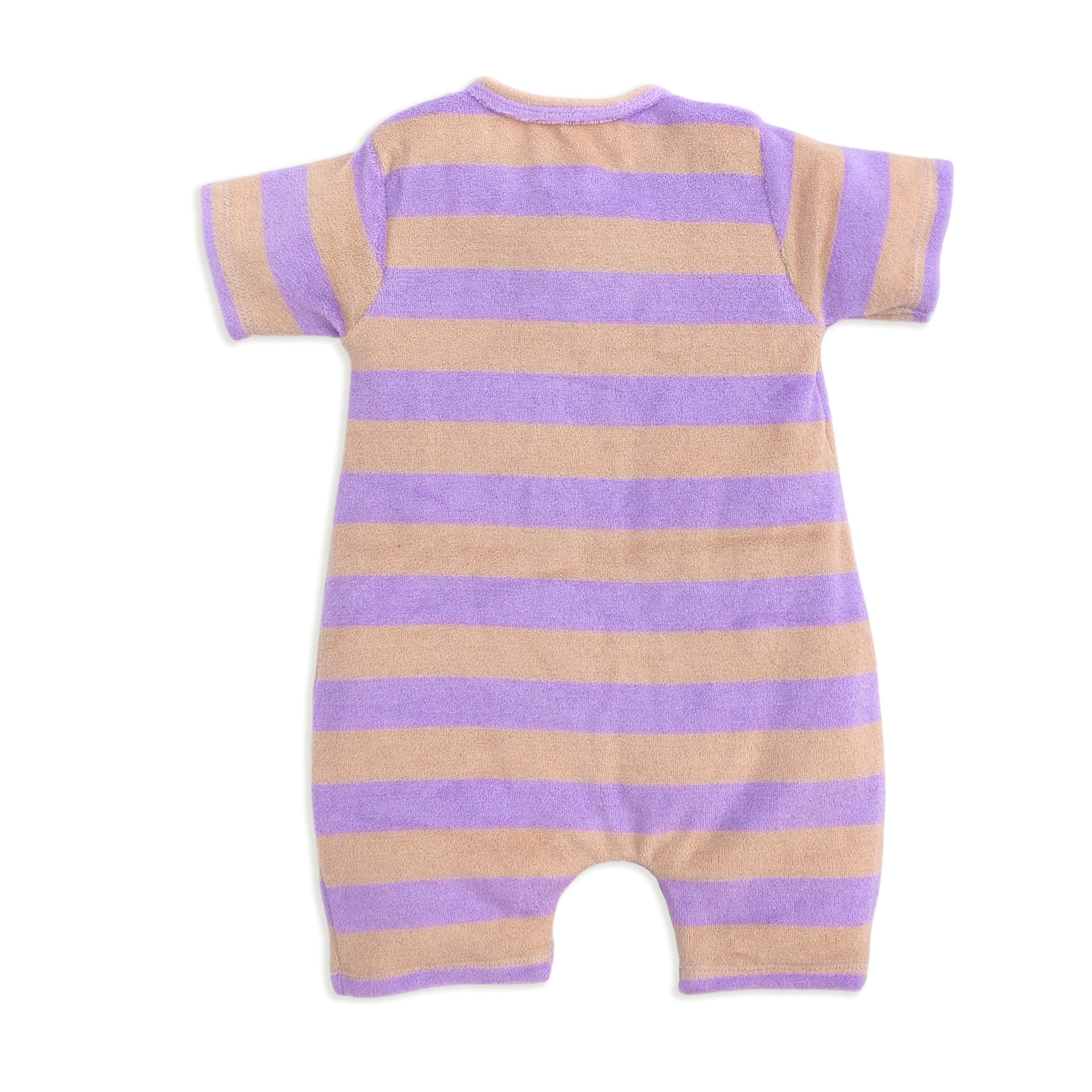 Terry Romper for Baby - Purple Rugby Style Romper | 6-24 Months