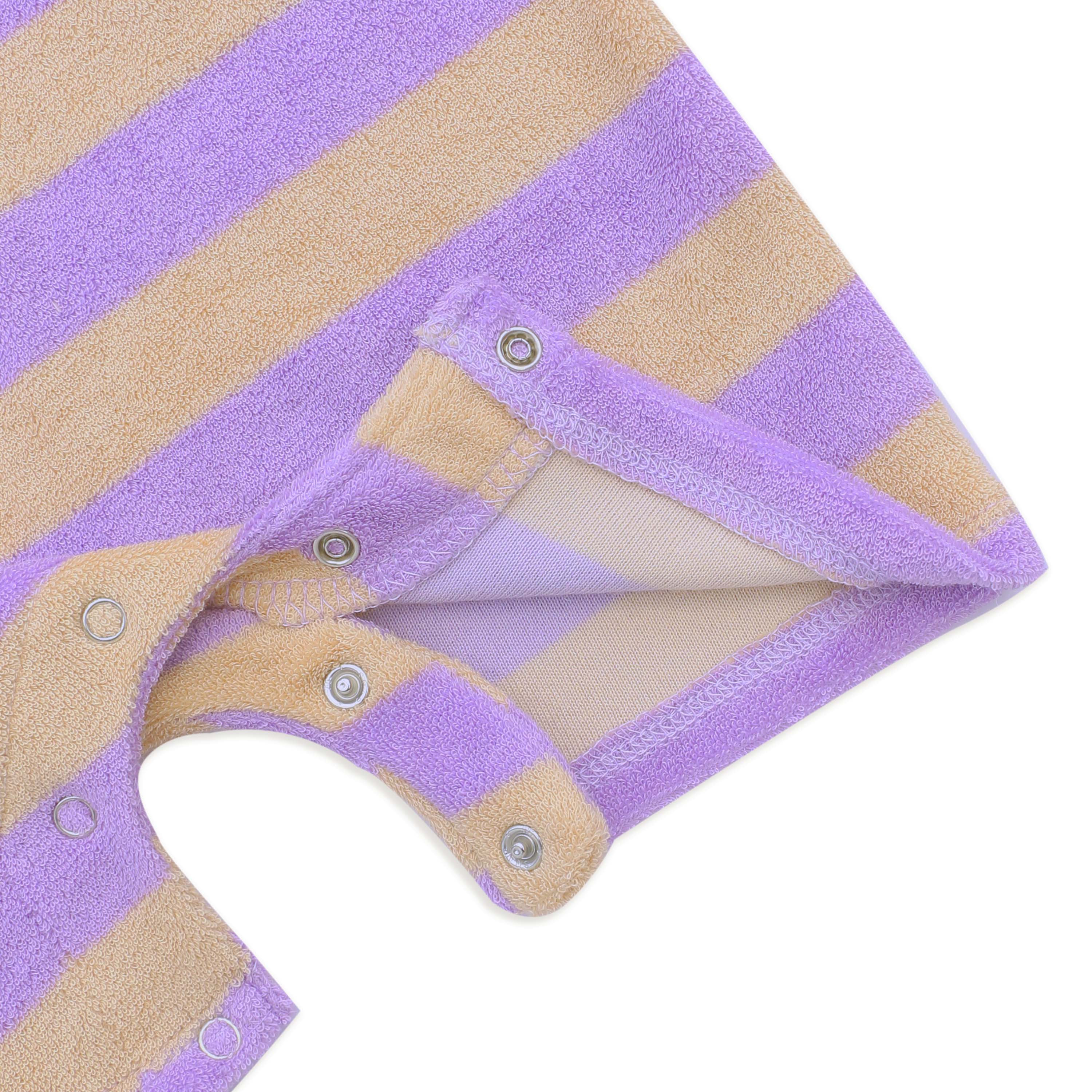 Terry Romper for Baby - Purple Rugby Style Romper | 6-24 Months