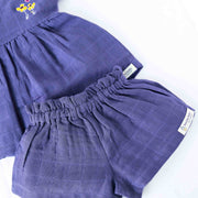 Girls Paper Bag Shorts  (0 months - 4 years) | 1 pack | Purple &  Mustard