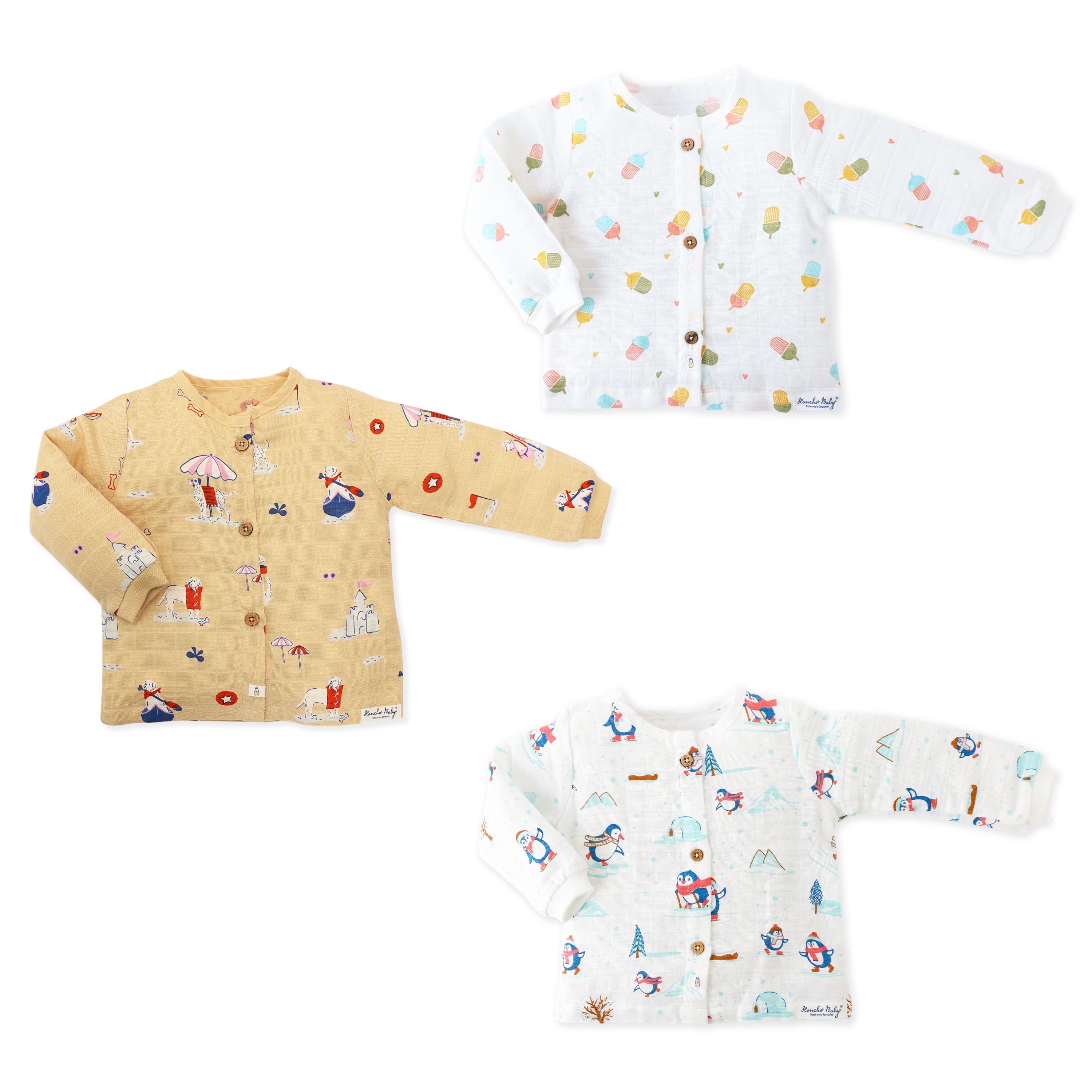 Full Sleeve Jabla for 0-3 Months – 3 Pack (Penguin Wonderland, Rainbow Popsicles & Pawsome Beach Day)