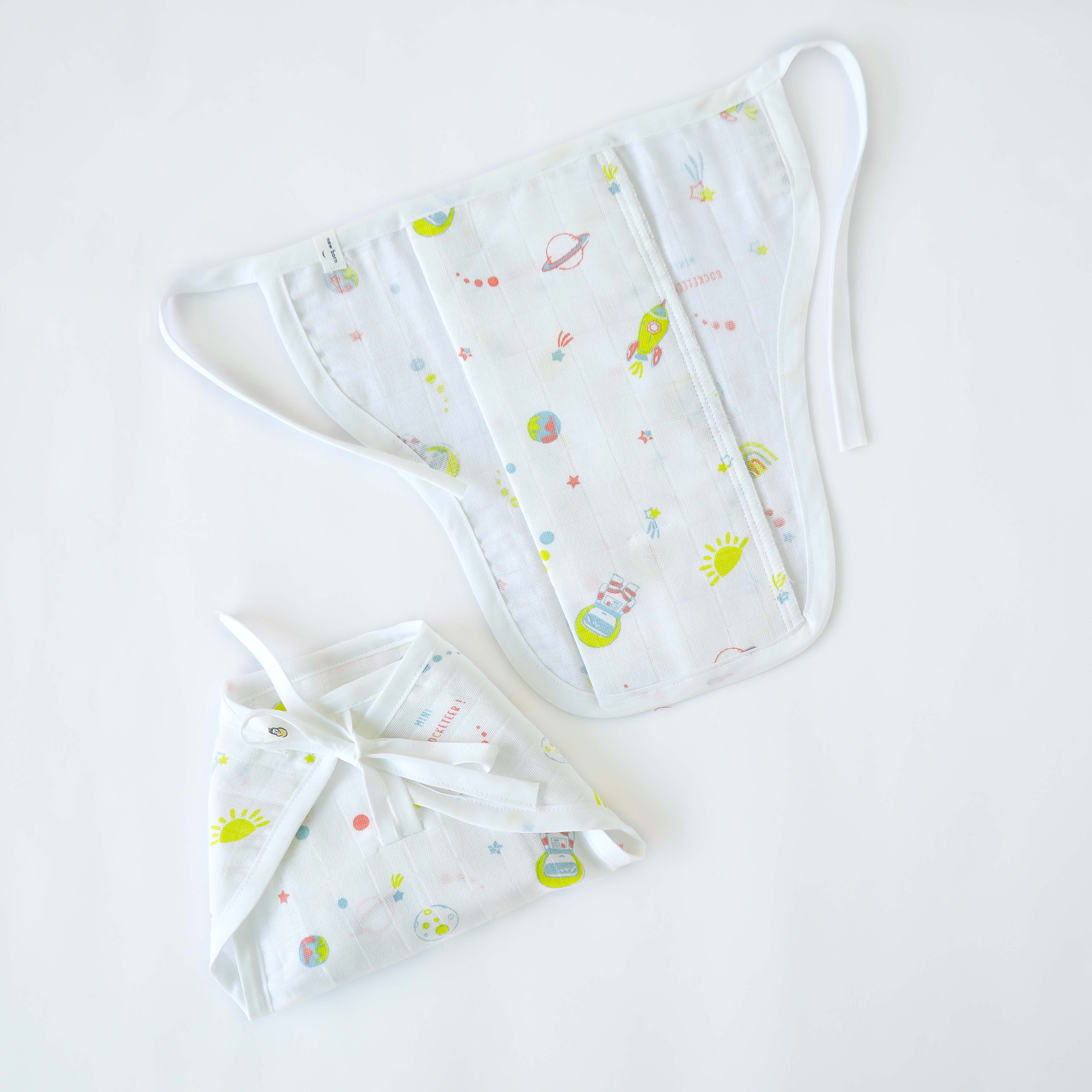 Reusable Muslin Nappies / Langot (4 Layered Central Panel) Pack of 4 - Animal, goat, sunshine, fruit