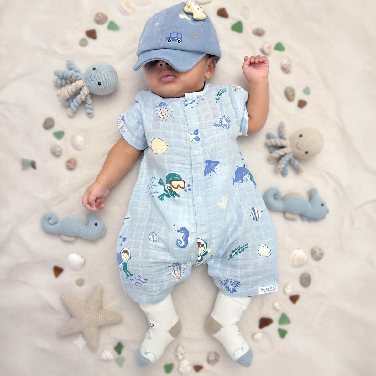 Muslin Baby Romper for 0-18 Months - Mini Scuba Squad