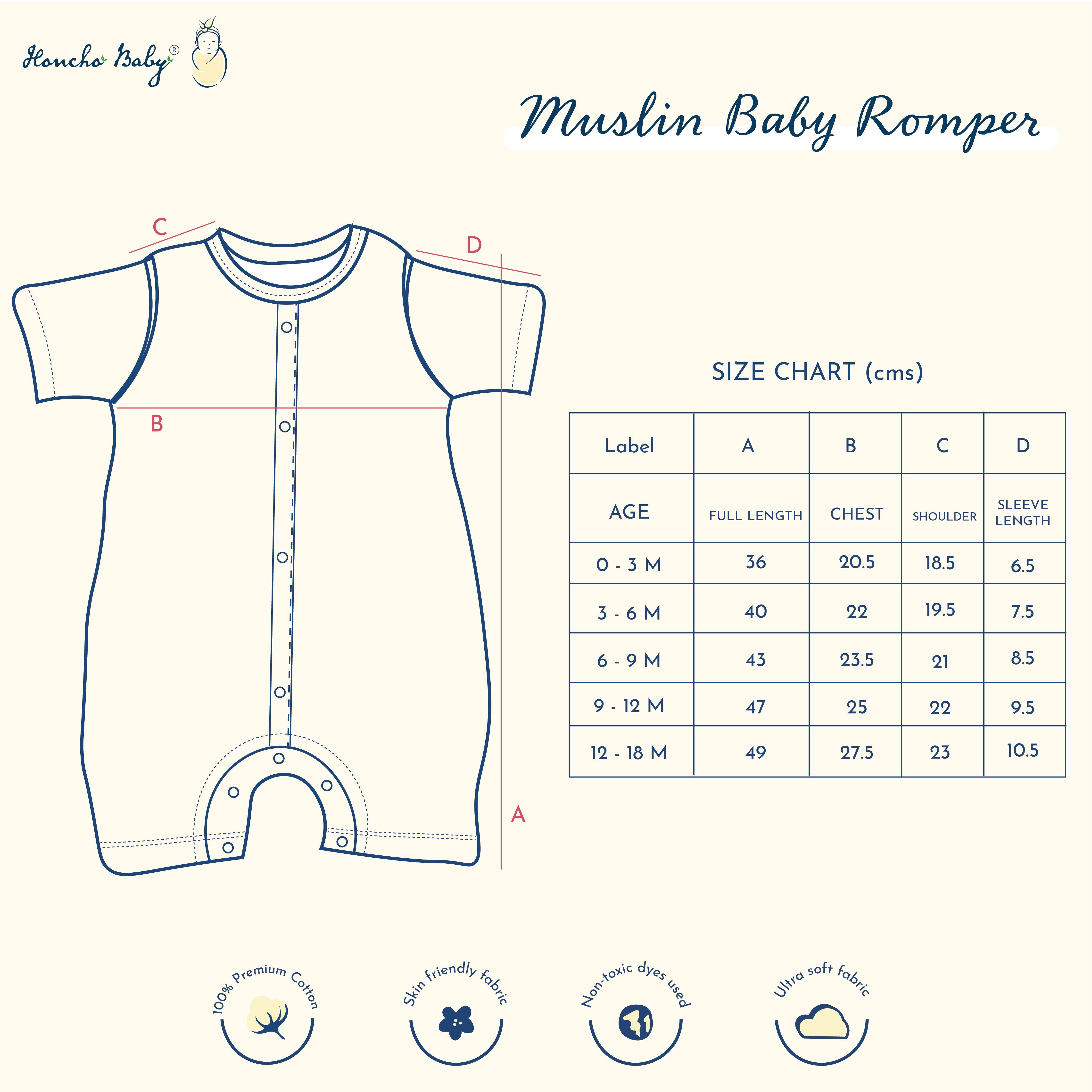 Muslin Baby Romper for 0-18 Months - Tiny Wheels & Wonders