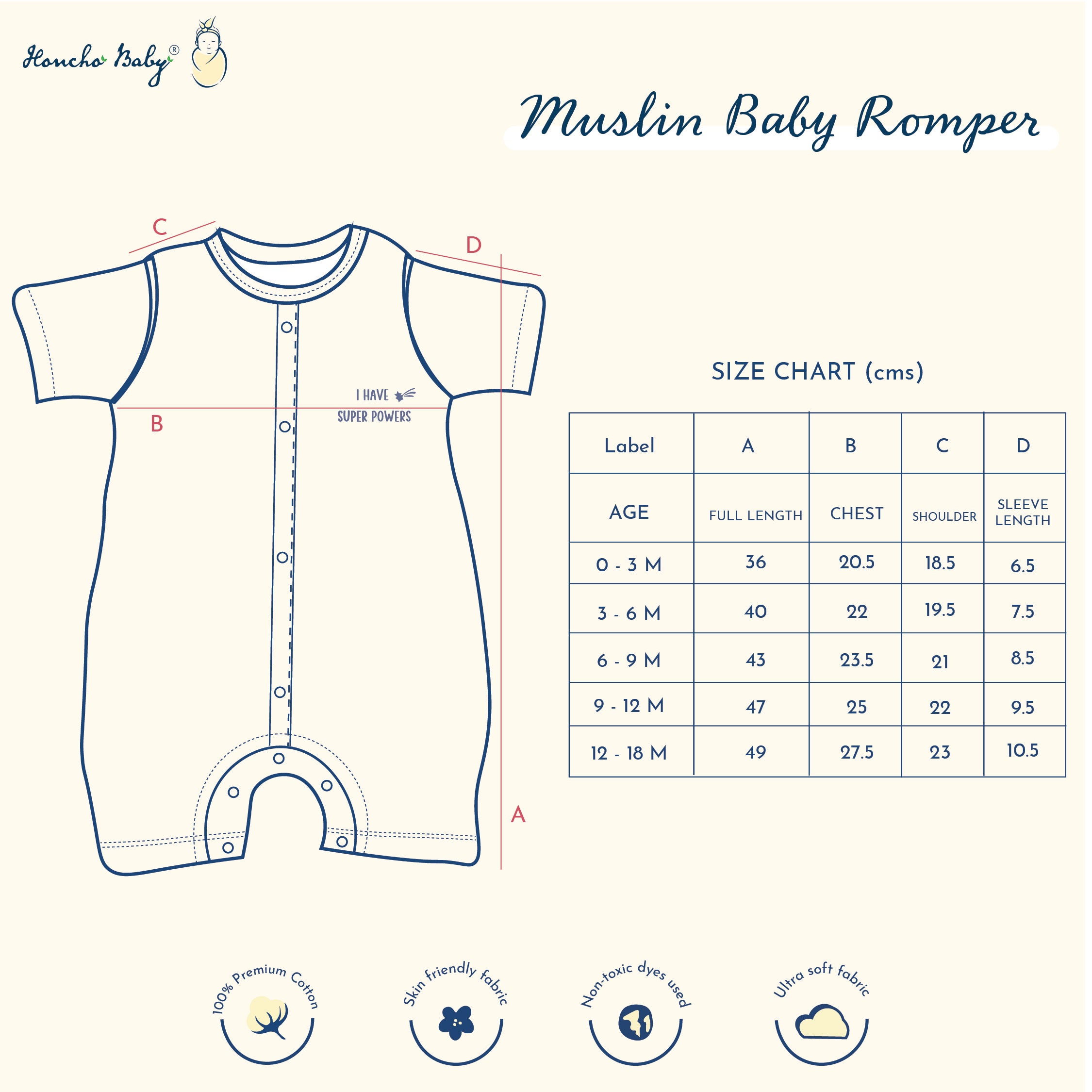 Muslin Solid Baby Romper for 0-18 Months - Pack of 2