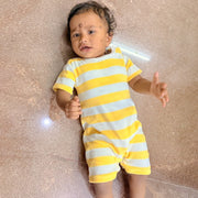 Terry Romper for Baby - Yellow Rugby Style Romper | 6-24 Months