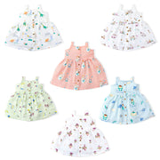 Sleeveless Muslin Cotton Frock with Bow (1-2 years) - Pack of 6