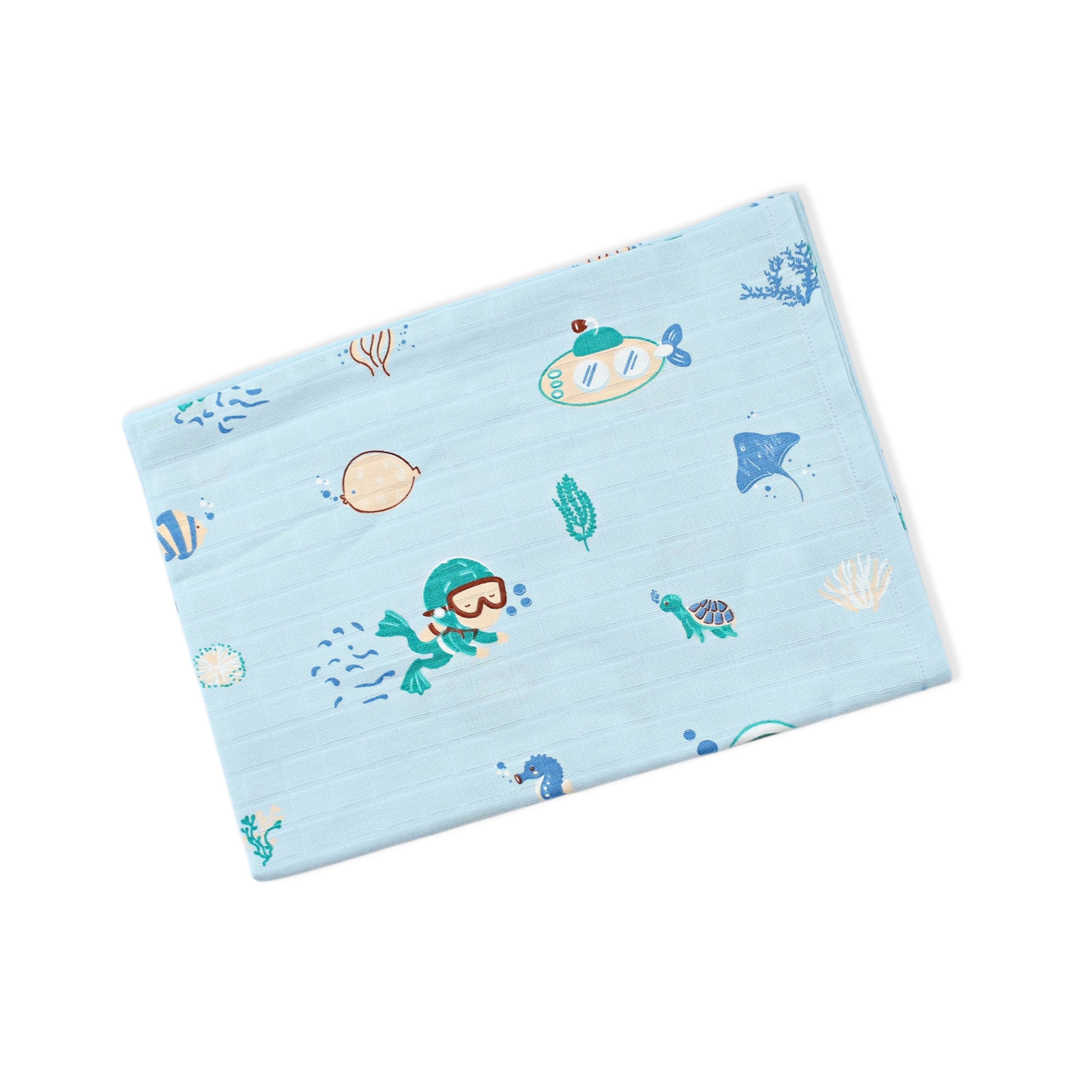 Muslin 100% Cotton Baby Towel 1 pack - Mini Scuba Squad