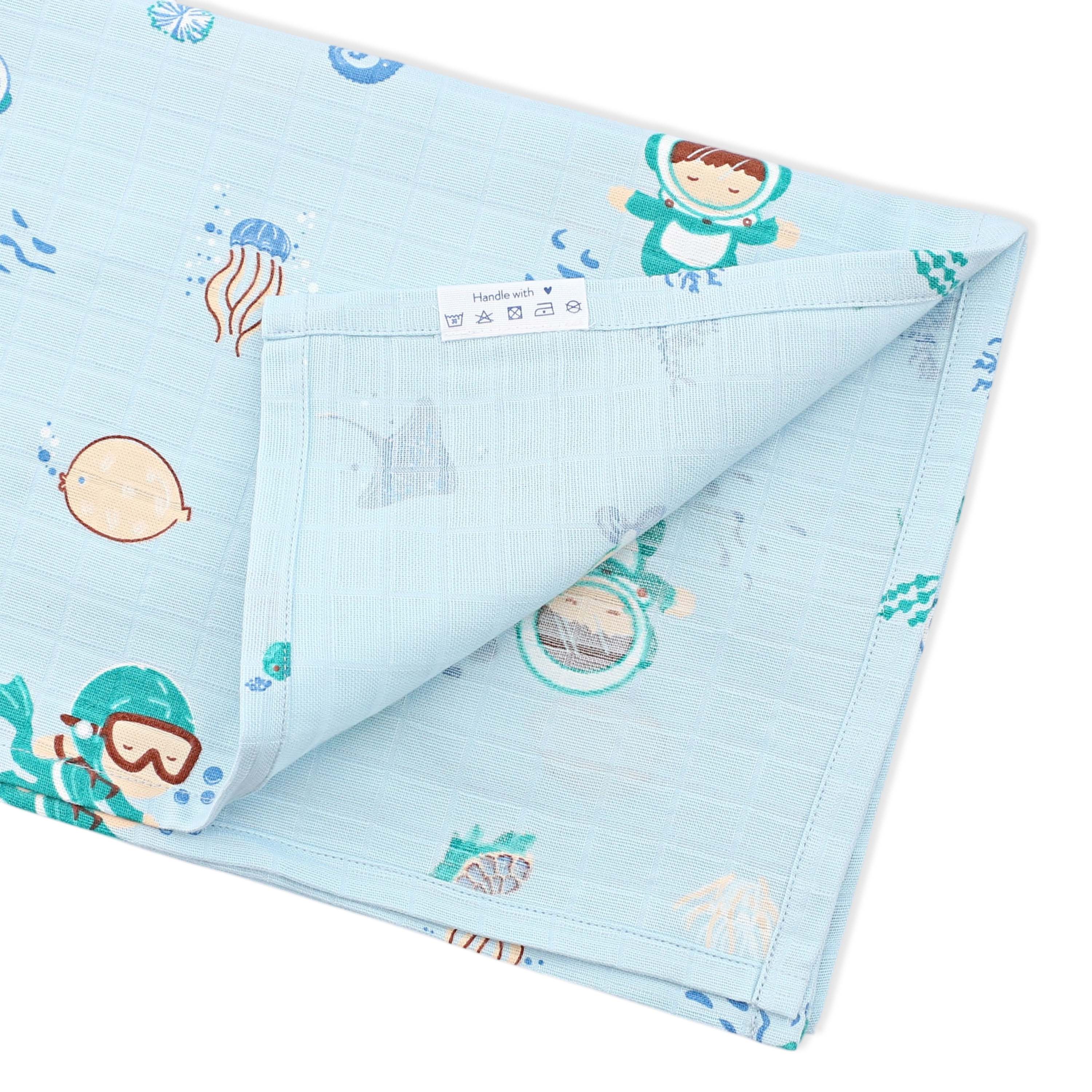 Muslin 100% Cotton Baby Towel 1 pack - Mini Scuba Squad