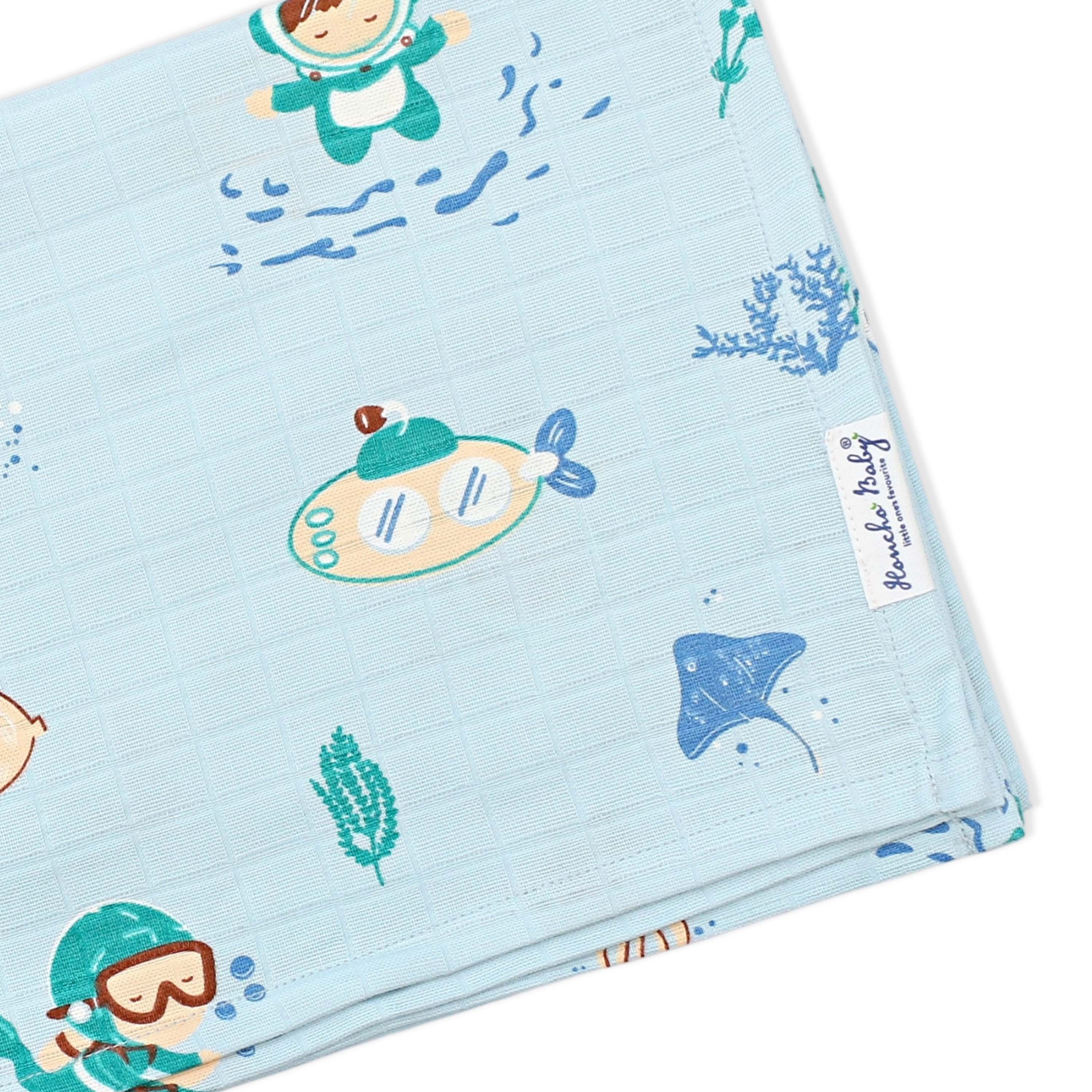 Muslin 100% Cotton Baby Towel 1 pack - Mini Scuba Squad