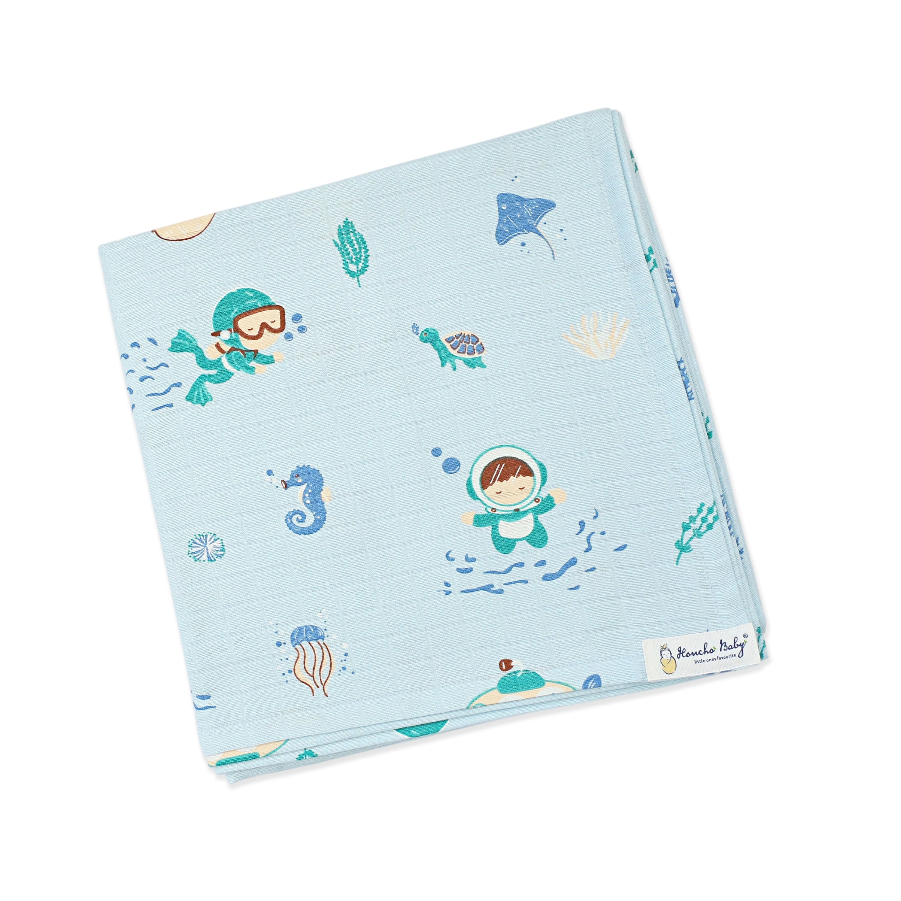 Mini Scuba Squad - Baby Muslin Swaddle Blanket | 100% Premium Cotton | 110x110 cm