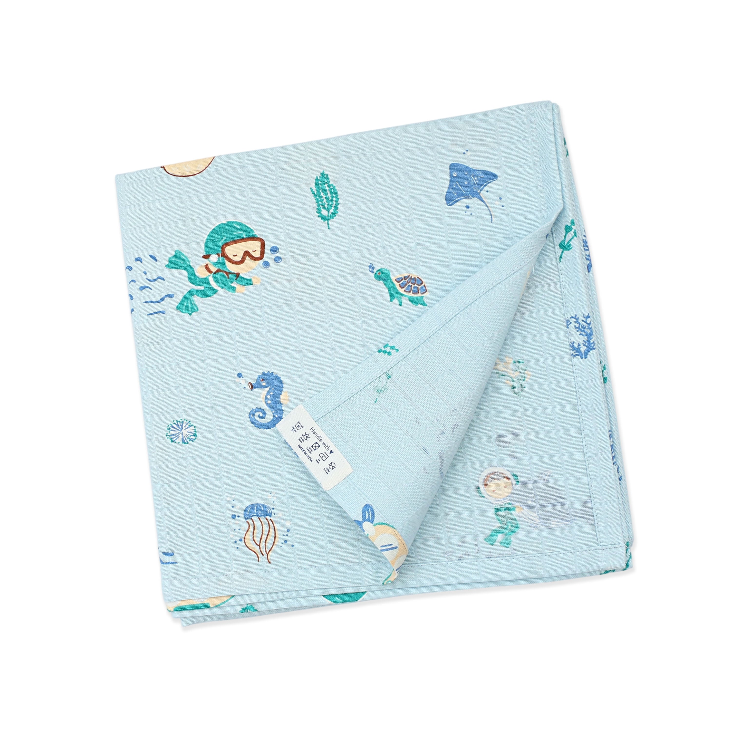 Mini Scuba Squad - Organic Cotton (double layer) Baby Muslin Swaddle Set - 100 X 100 cms