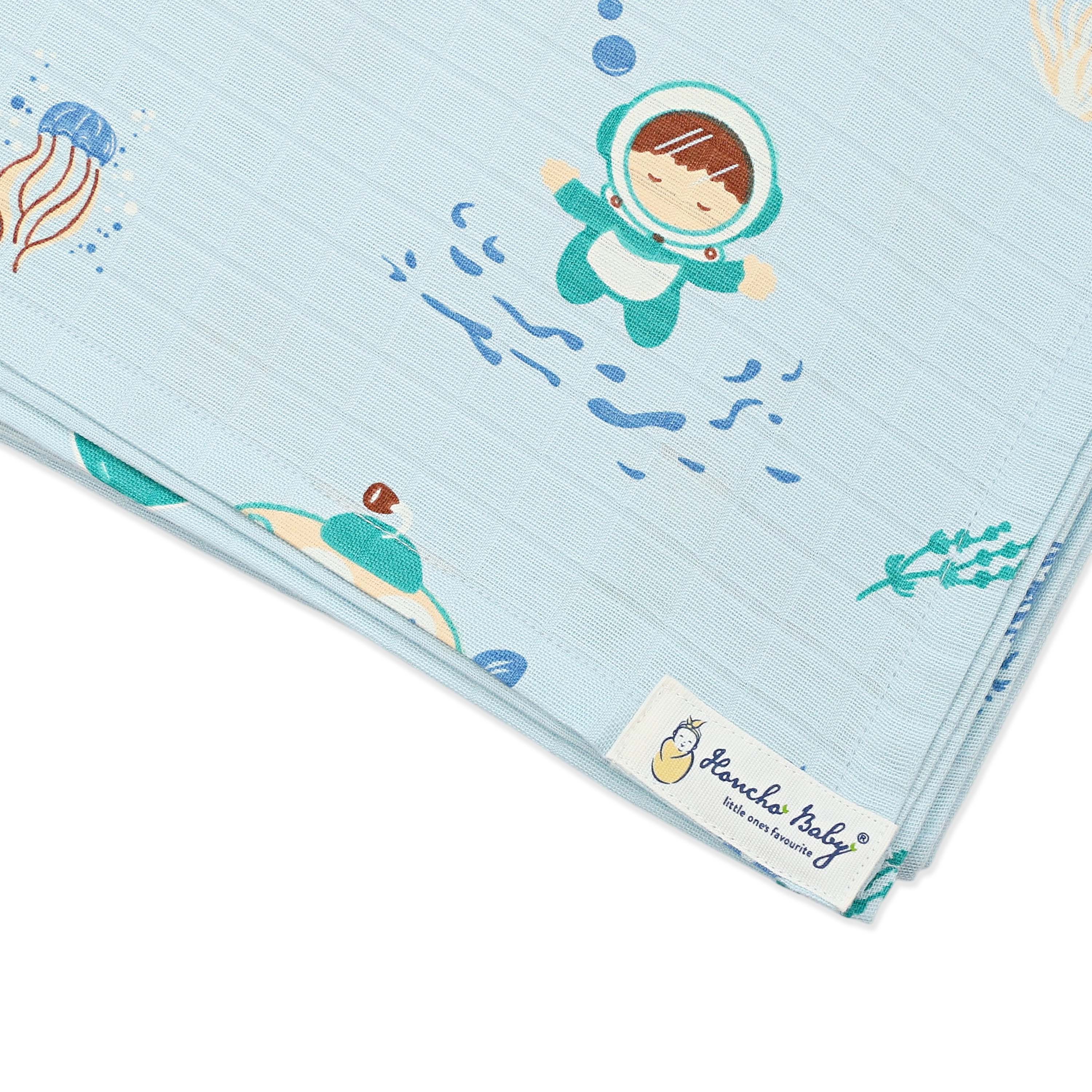 Mini Scuba Squad - Organic Cotton (double layer) Baby Muslin Swaddle Set - 110 X 110 cms
