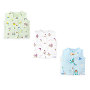 Muslin Cotton Sleeveless Top for Babies & Toddlers Pack of 3 (Newborn–5 Years) - Dream, Drive & Play Combo