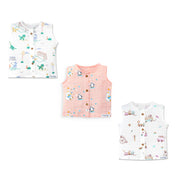 Muslin Cotton Sleeveless Top for Babies & Toddlers Pack of 3 (Newborn–5 Years) - Happy Days Combo