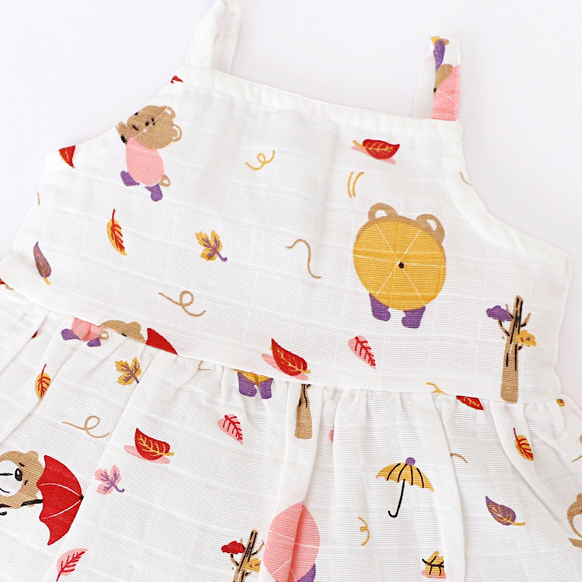 Sleeveless Muslin Cotton Frock with Bow (0m to 4years) Little Explorer Combo