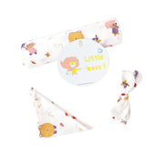 Teddy's Windy Walk - Organic Cotton (double layer) Baby Muslin Swaddle Set - 100 X 100 cms