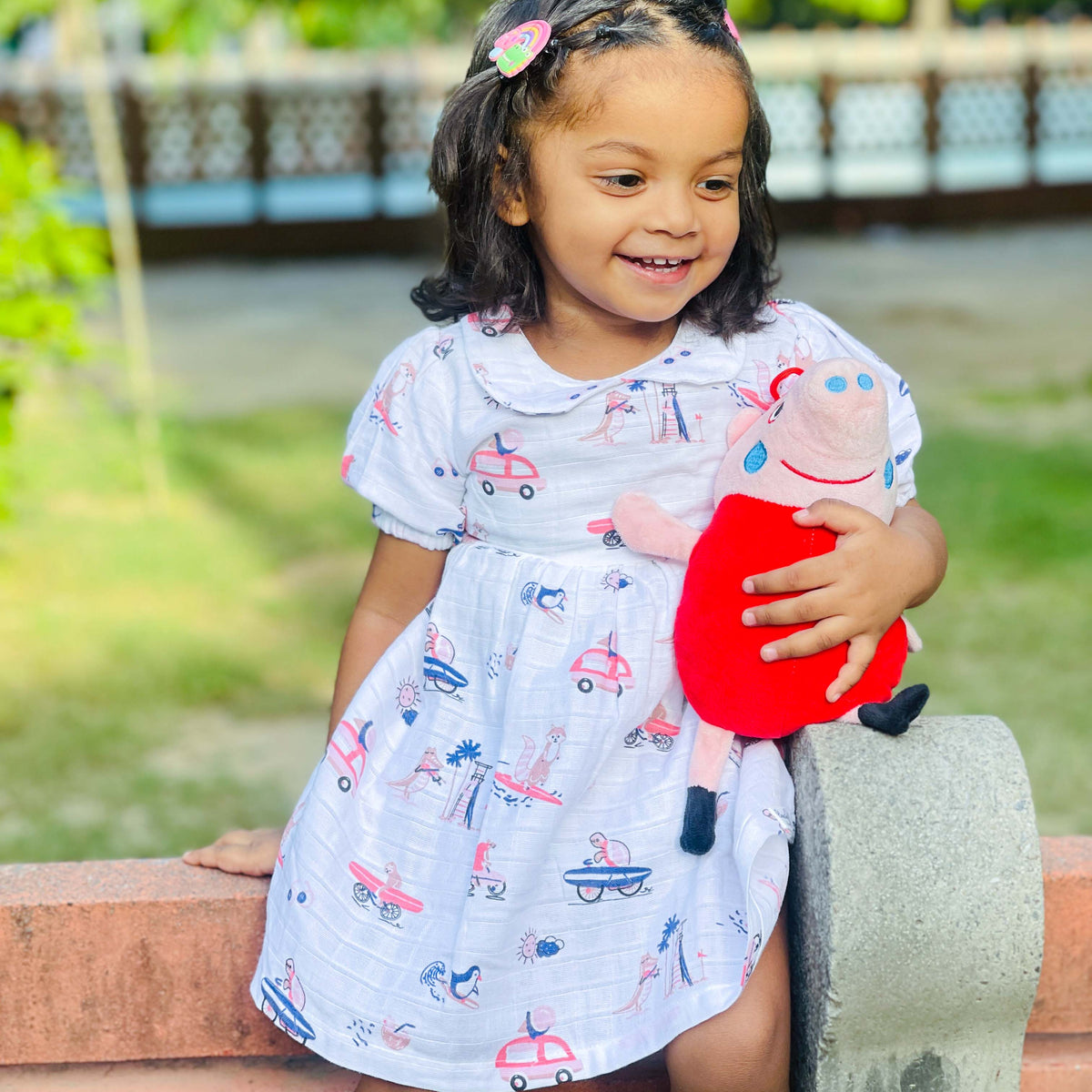 Tiny Surf Club - Half Sleeve Puff Muslin Cotton Frock with Bow (0m to 5 years)