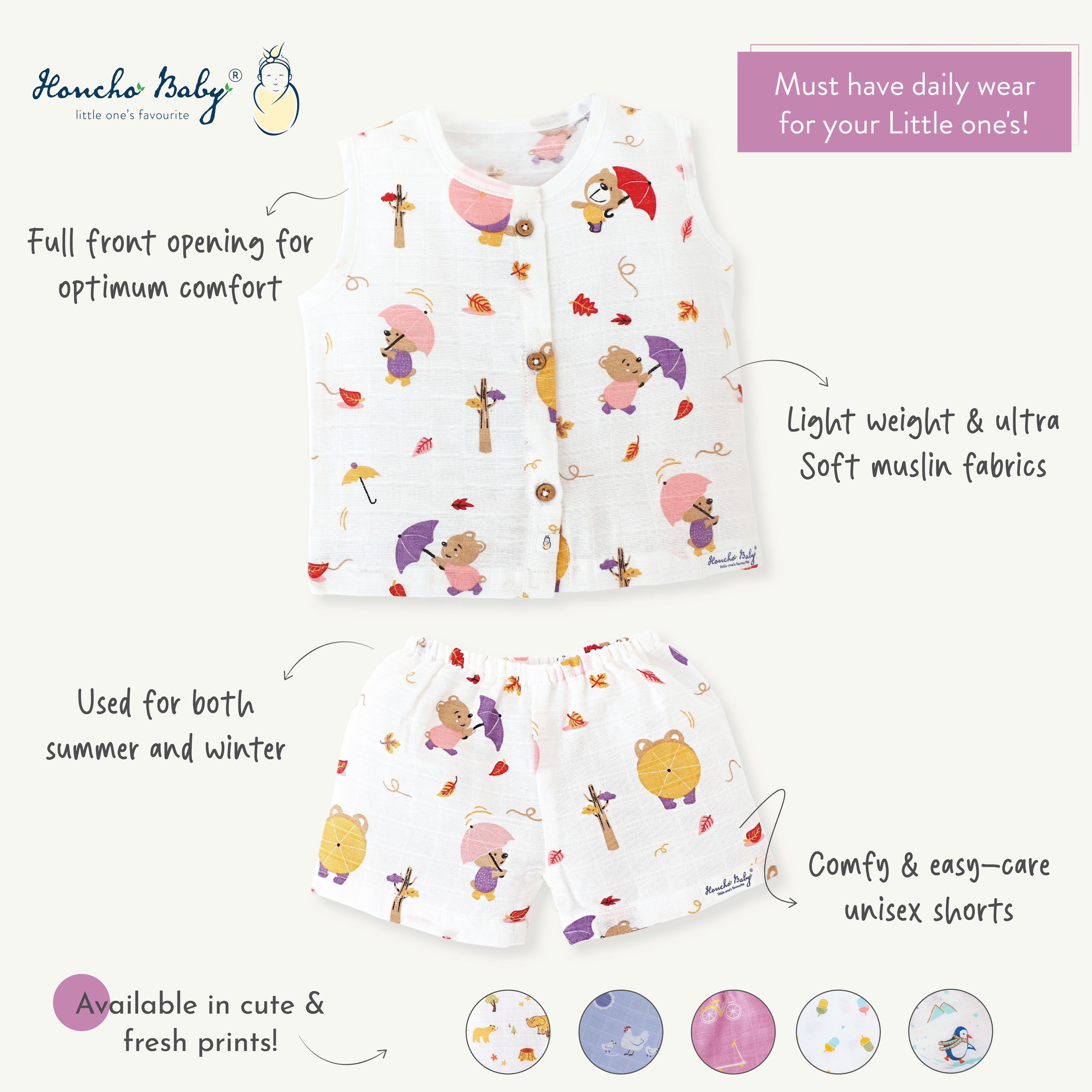 Sleeveless Top - 3 & Shorts - 3 (newborn to 4years) Assorted 3 Pack