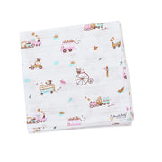 Tiny Wheels & Wonders - Baby Muslin Swaddle Blanket | 100% Premium Cotton | 110x110 cm