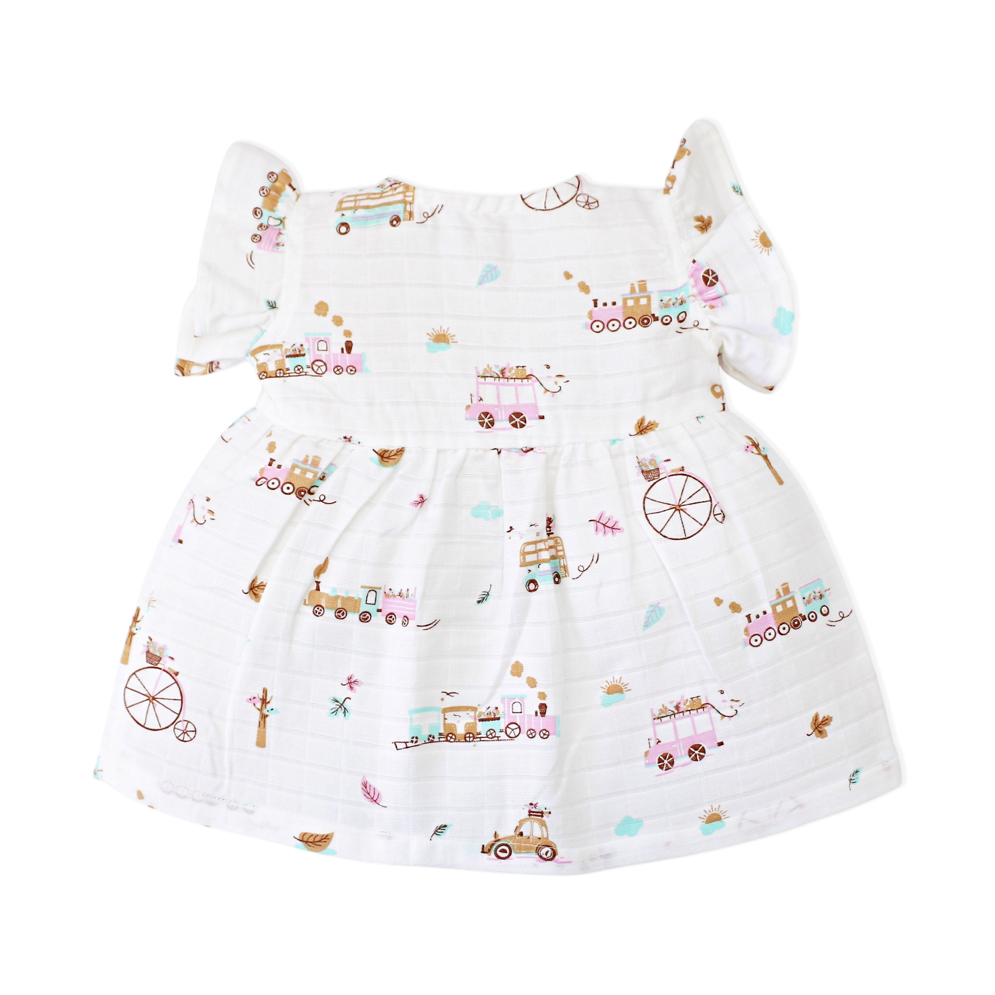 Frill Sleeve Muslin Cotton Girls Frock Pack of 3 (0 months to 5 years) - Dream, Drive & Play Combo