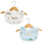 Reversible Muslin and Terry Bib Pack of 2 - Mini Scuba Squad & Tiny Wheels & Wonders