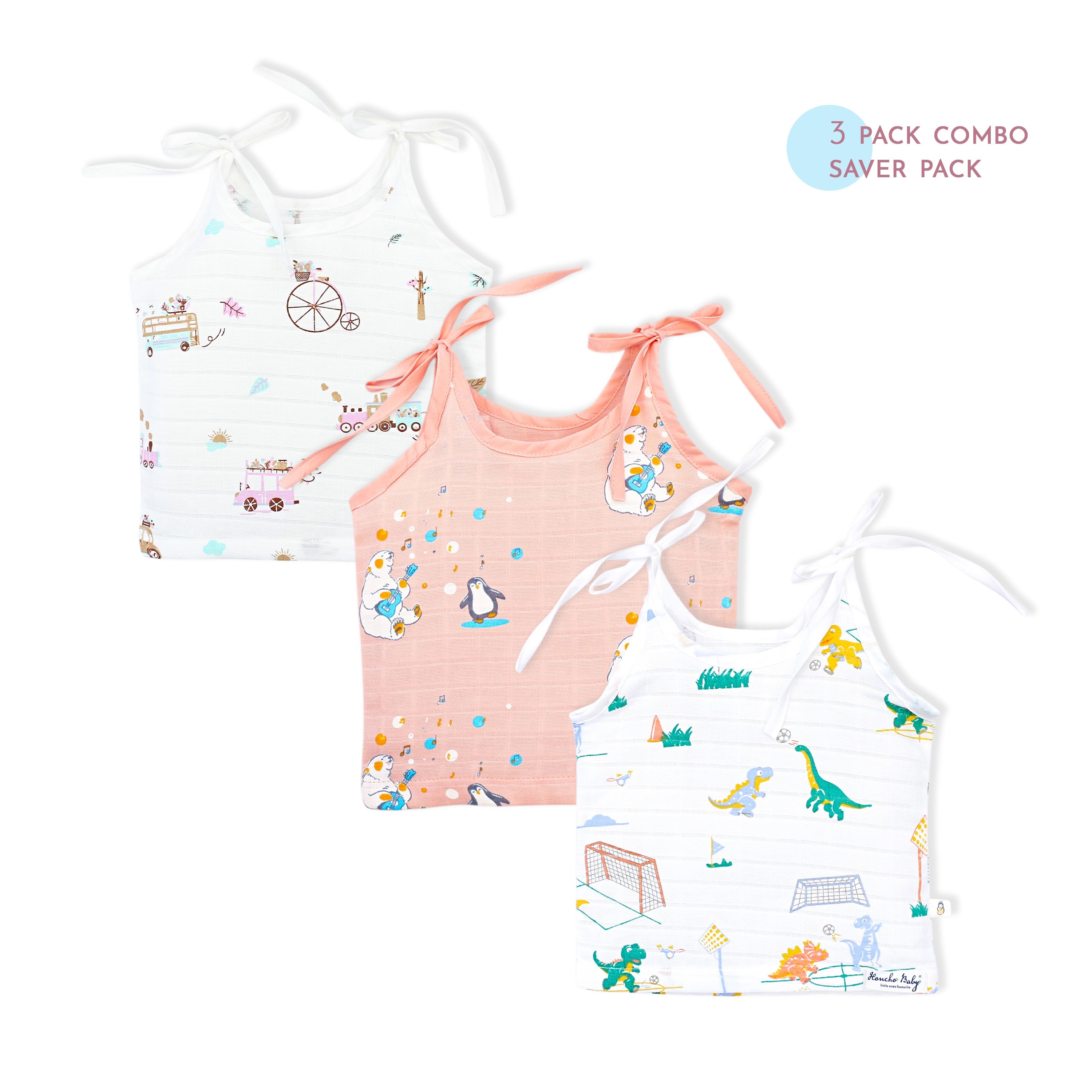 Muslin Knot Jablas Pack of 3 (Newborn - 0-3 months) - Happy Days Combo