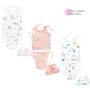 Muslin Knot jabla & Reusable Muslin Nappies / Langot (4 Layered Central Panel) Pack of 3 - Happy Days Combo