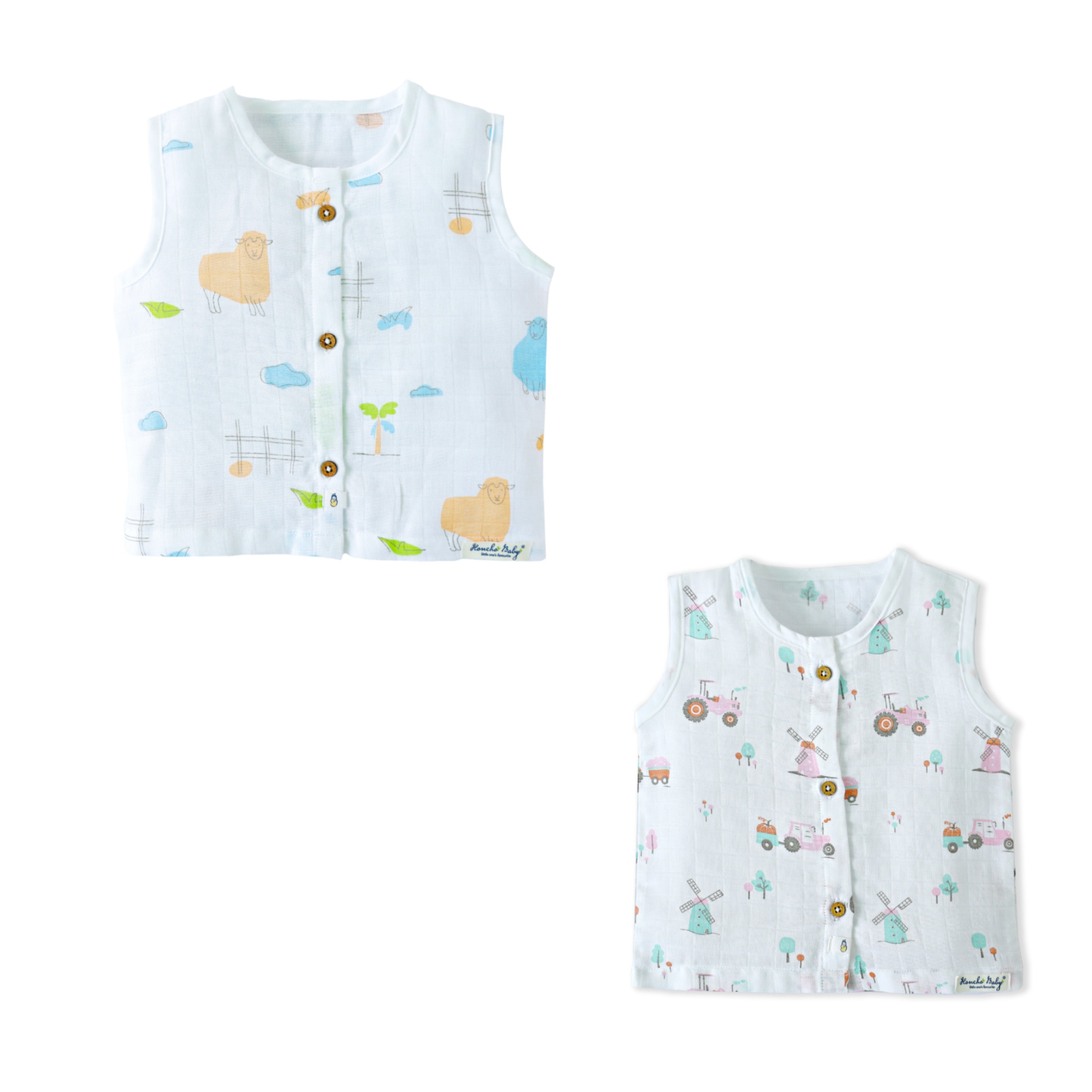 Muslin Sleeveless Top for 5-8 Months - 2 Pack