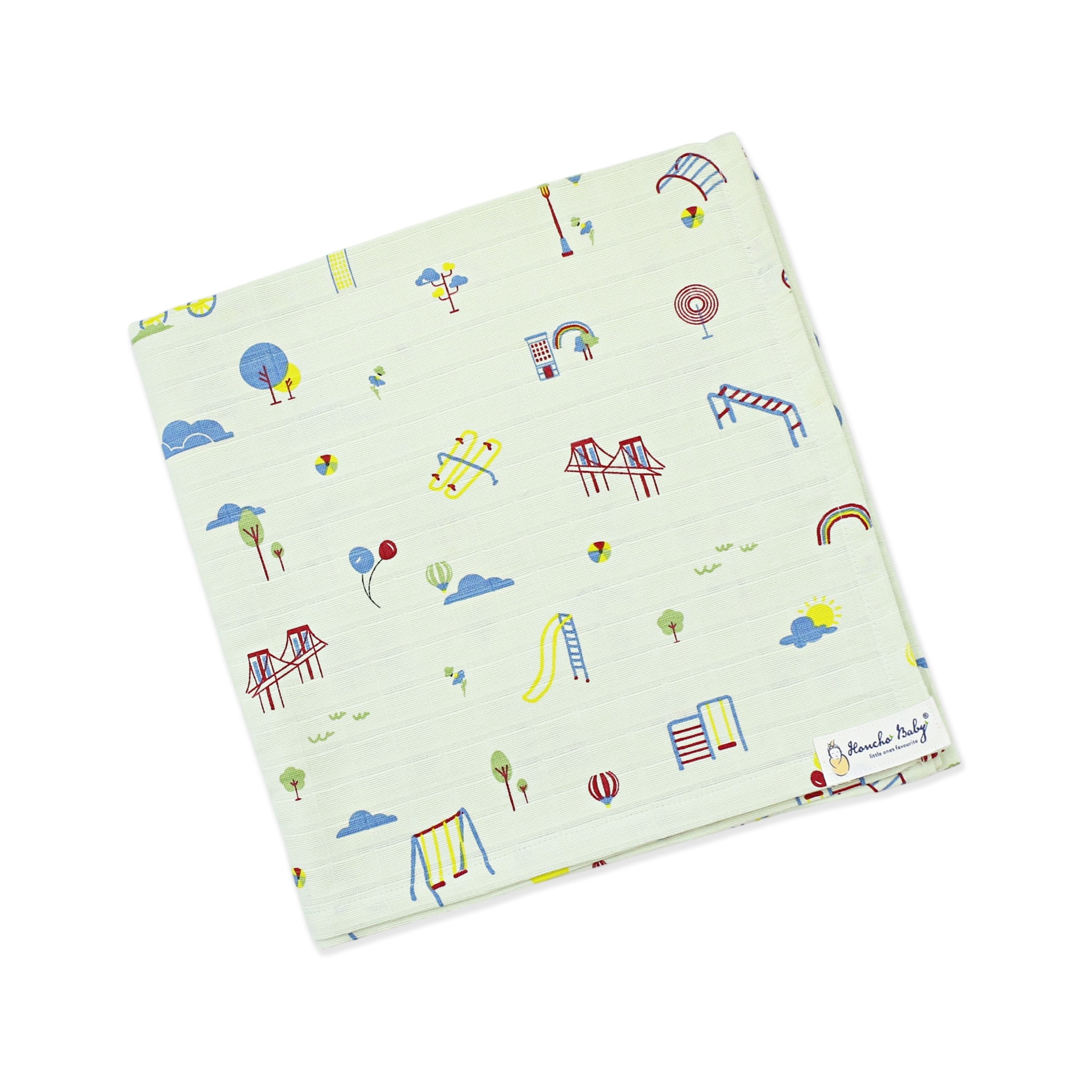 Park Play Days - Baby Muslin Swaddle Blanket | 100% Premium Cotton | 110x110 cm