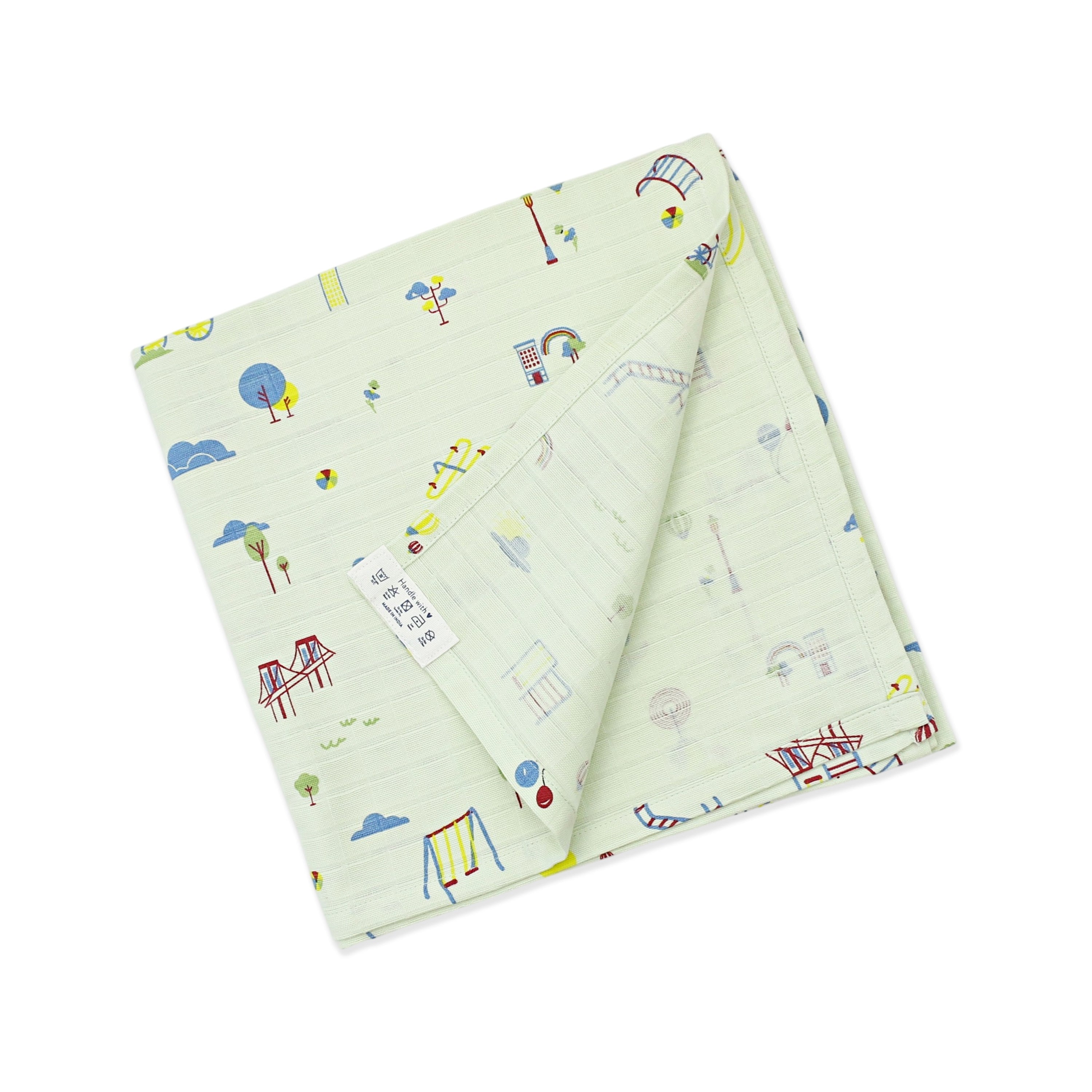 Park Play Days - Baby Muslin Swaddle Blanket | 100% Premium Cotton | 110x110 cm
