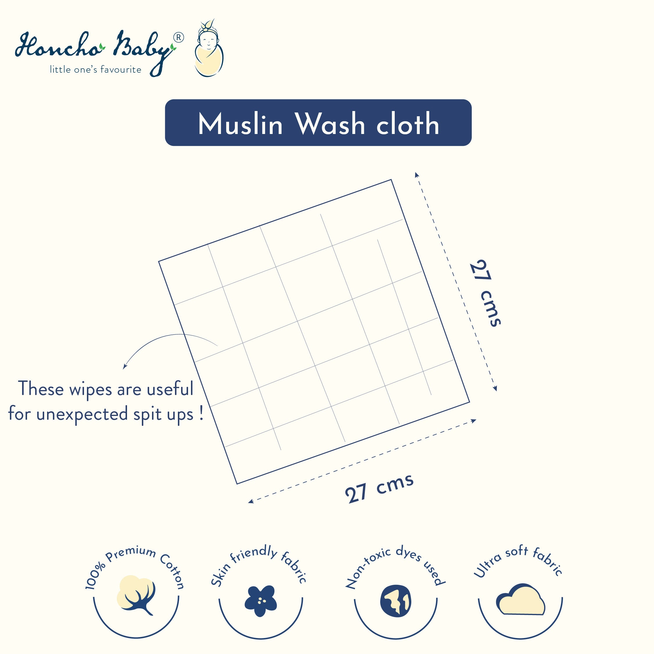 Muslin Wash cloth / Hand kerchief - 2 pack (Cub's First Concert & Floating Magic Tales)