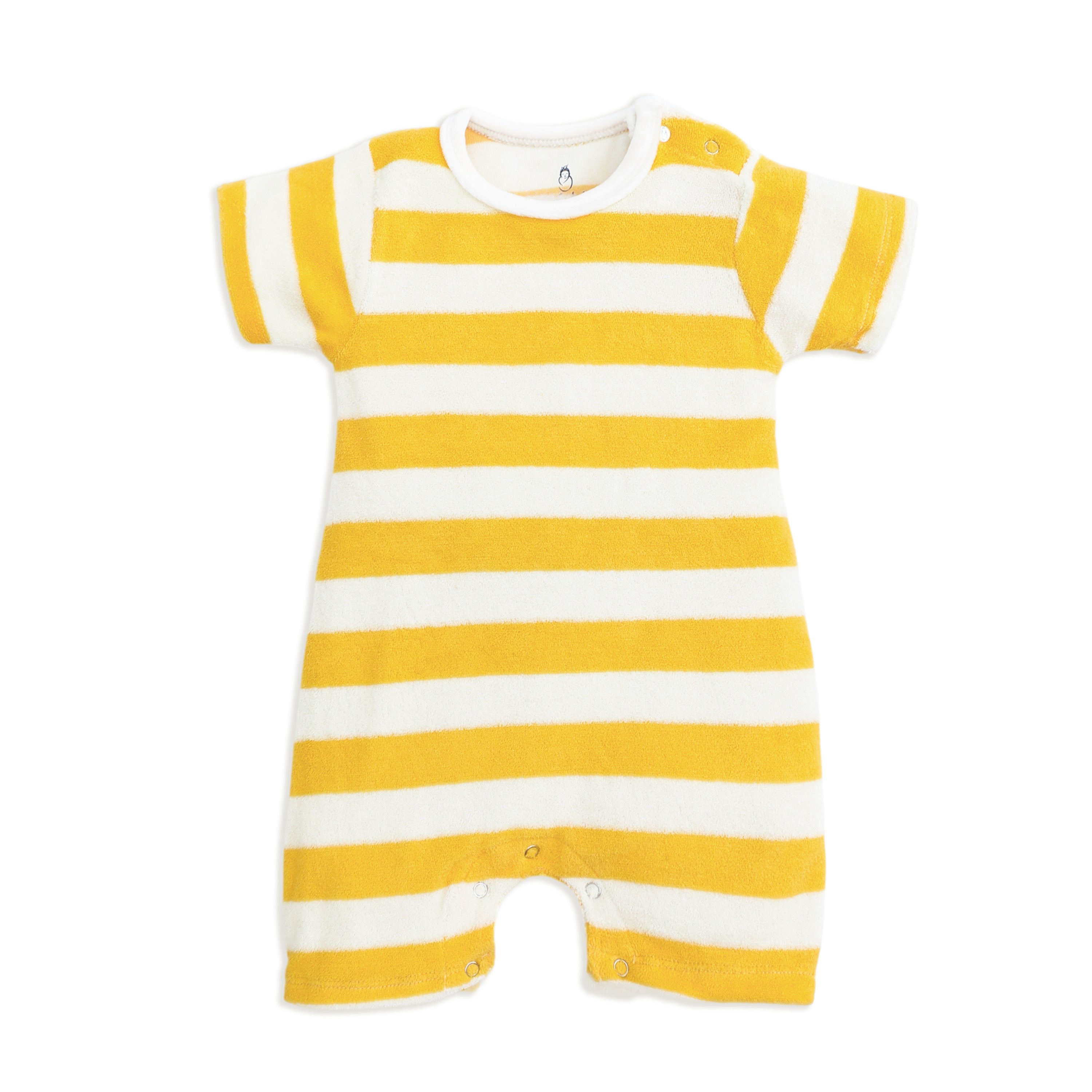 Terry Romper for Baby - Yellow Rugby Style Romper | 6-24 Months