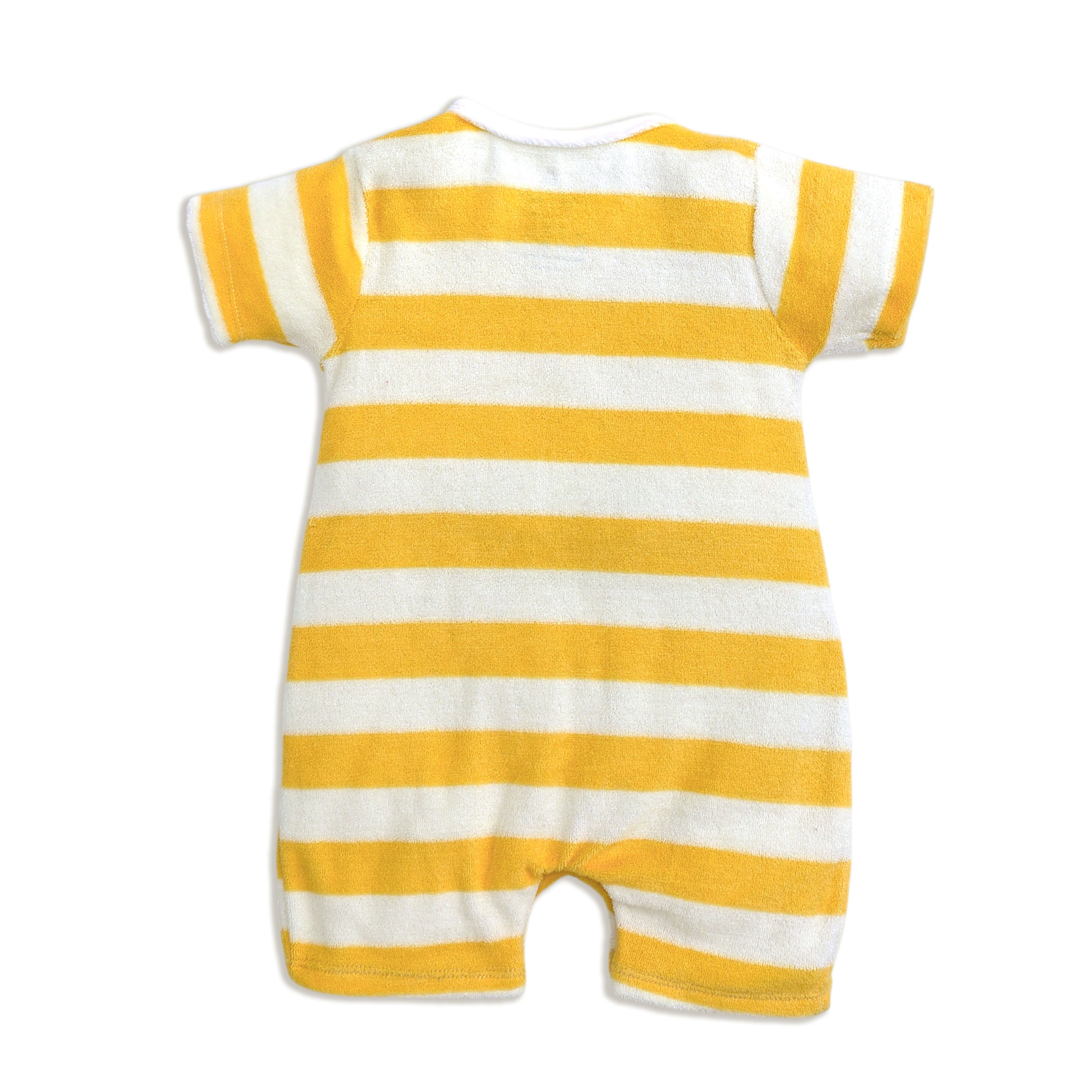 Terry Romper for Baby - Yellow Rugby Style Romper | 6-24 Months