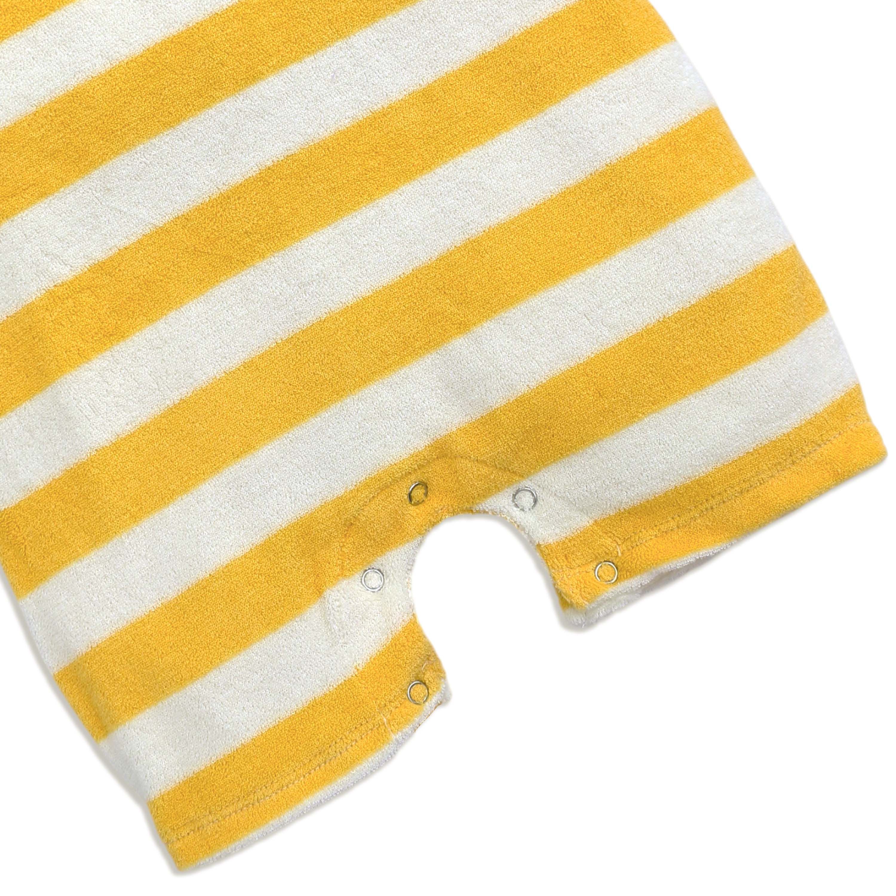 Terry Romper for Baby - Yellow Rugby Style Romper | 6-24 Months