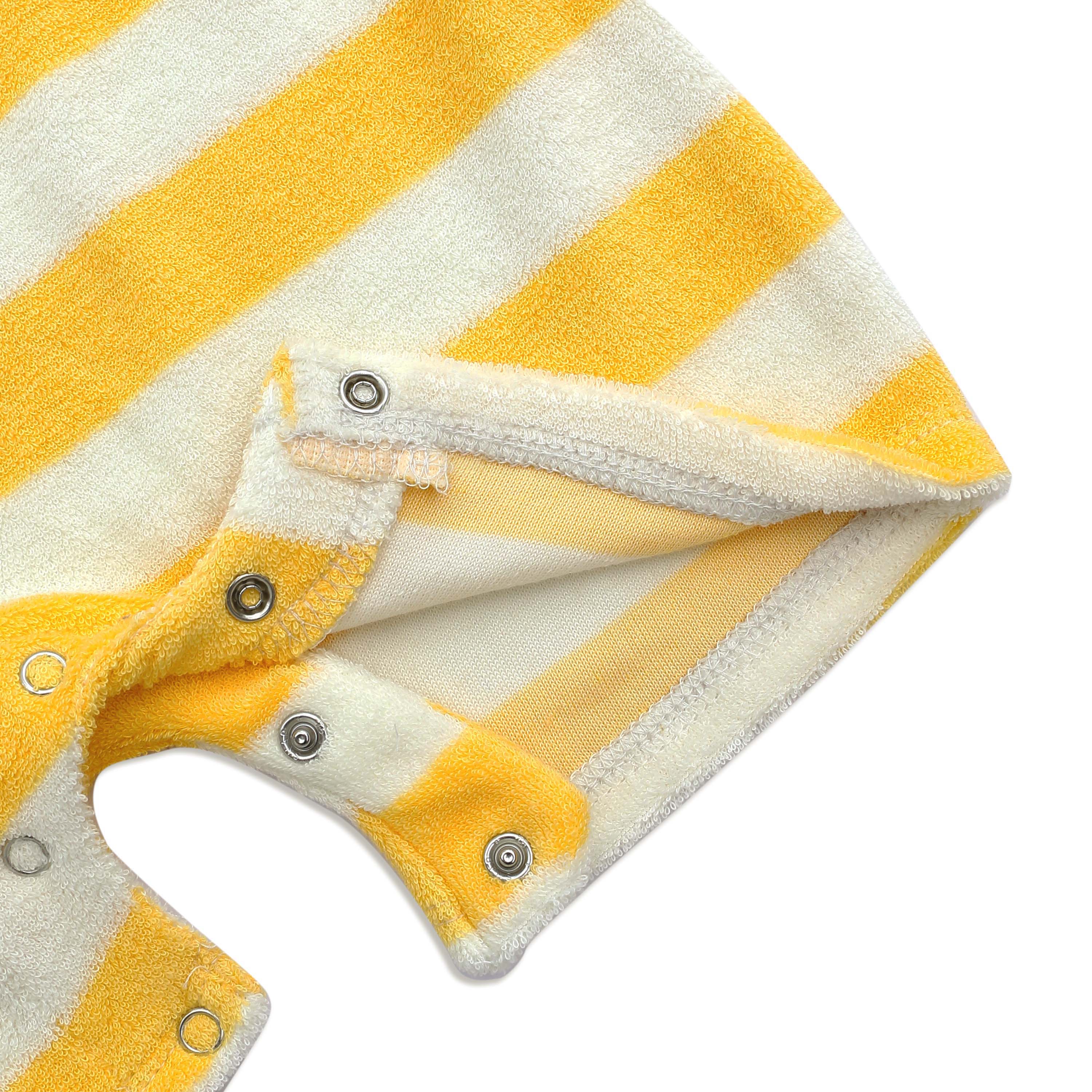 Terry Romper for Baby - Yellow Rugby Style Romper | 6-24 Months