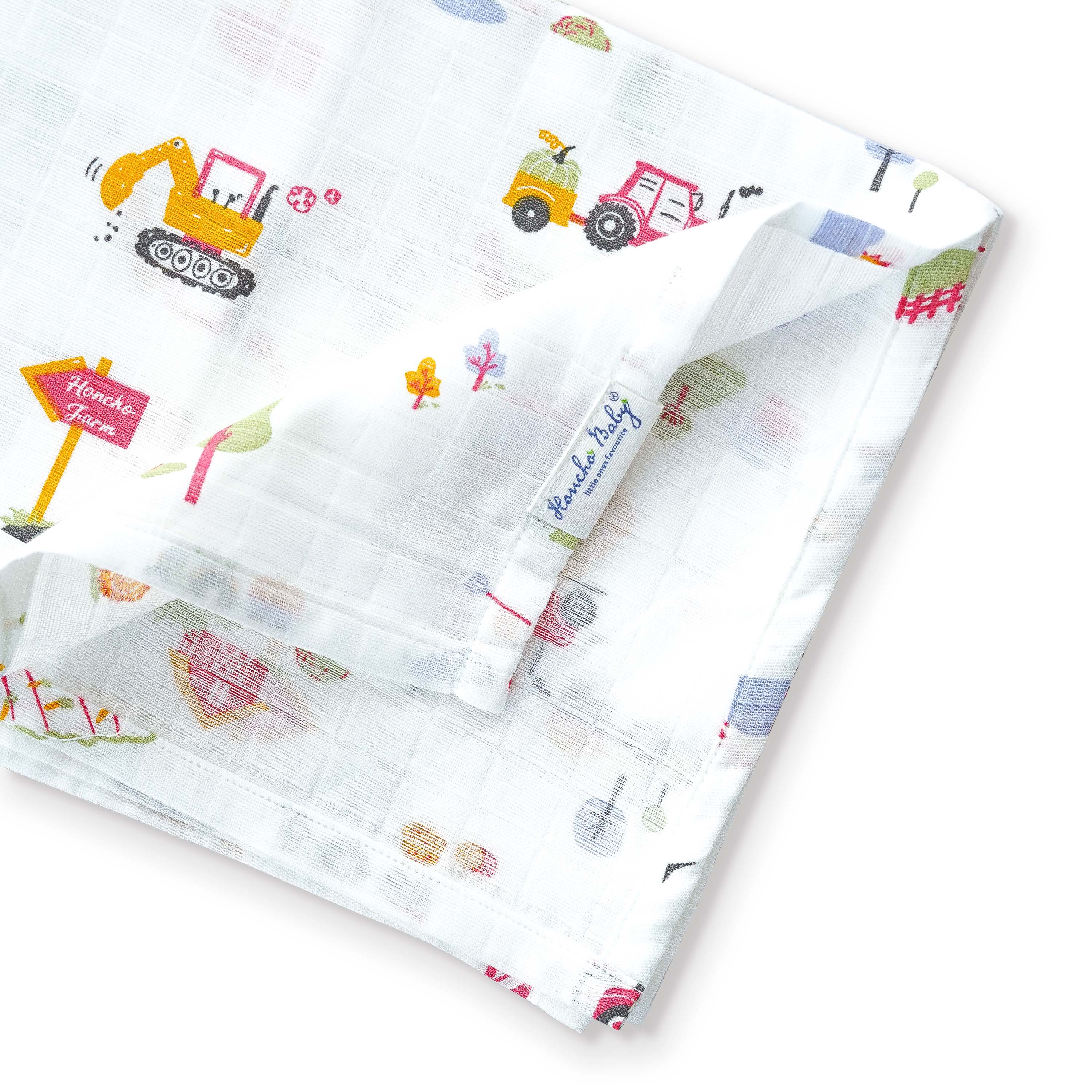 Muslin 100% Cotton Baby Bath Towel 1 pack - Farmyard Fun