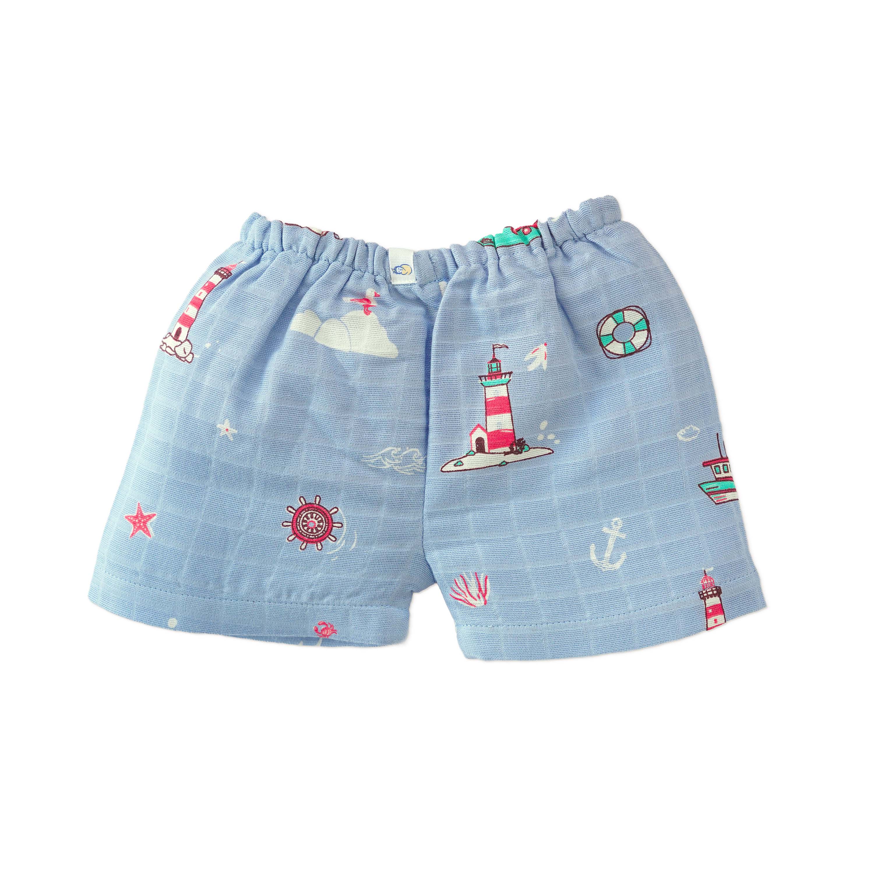 Muslin Cotton Sleeveless Top & Shorts for Babies & Toddlers (Newborn–5 Years) - Lighthouse Magic