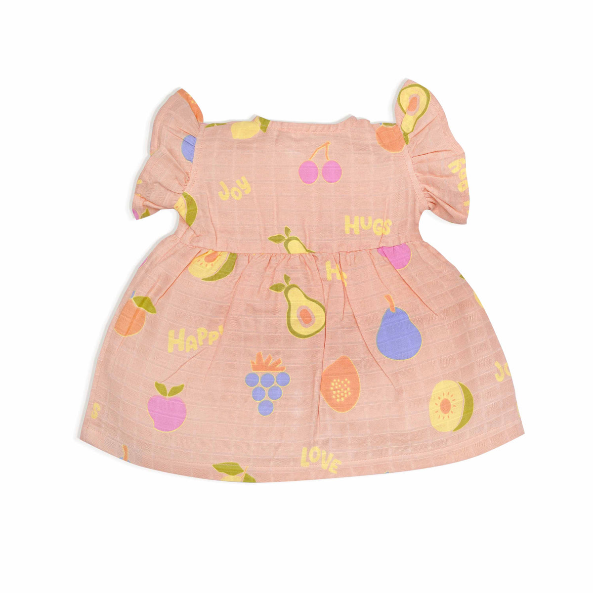 Frill Sleeve Muslin Cotton Girls Frock (0 months to 5 years) - Fruit Hugs