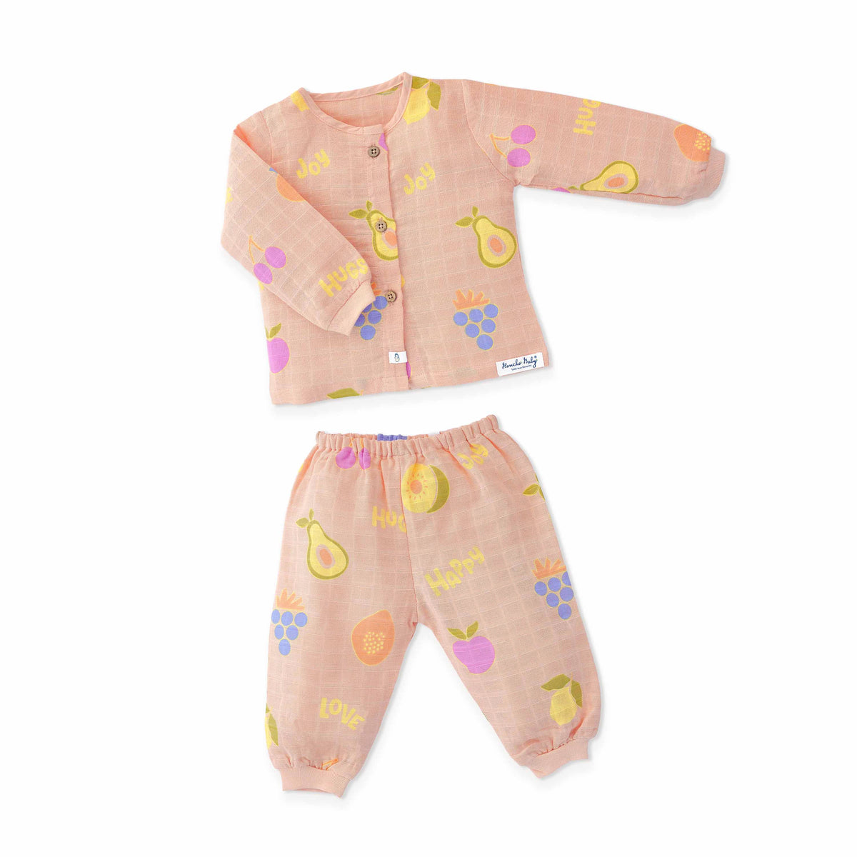 Muslin Cotton Full Sleeve Top & Pant Set for Baby & Toddler (0–5 Years) - Fruit Hugs