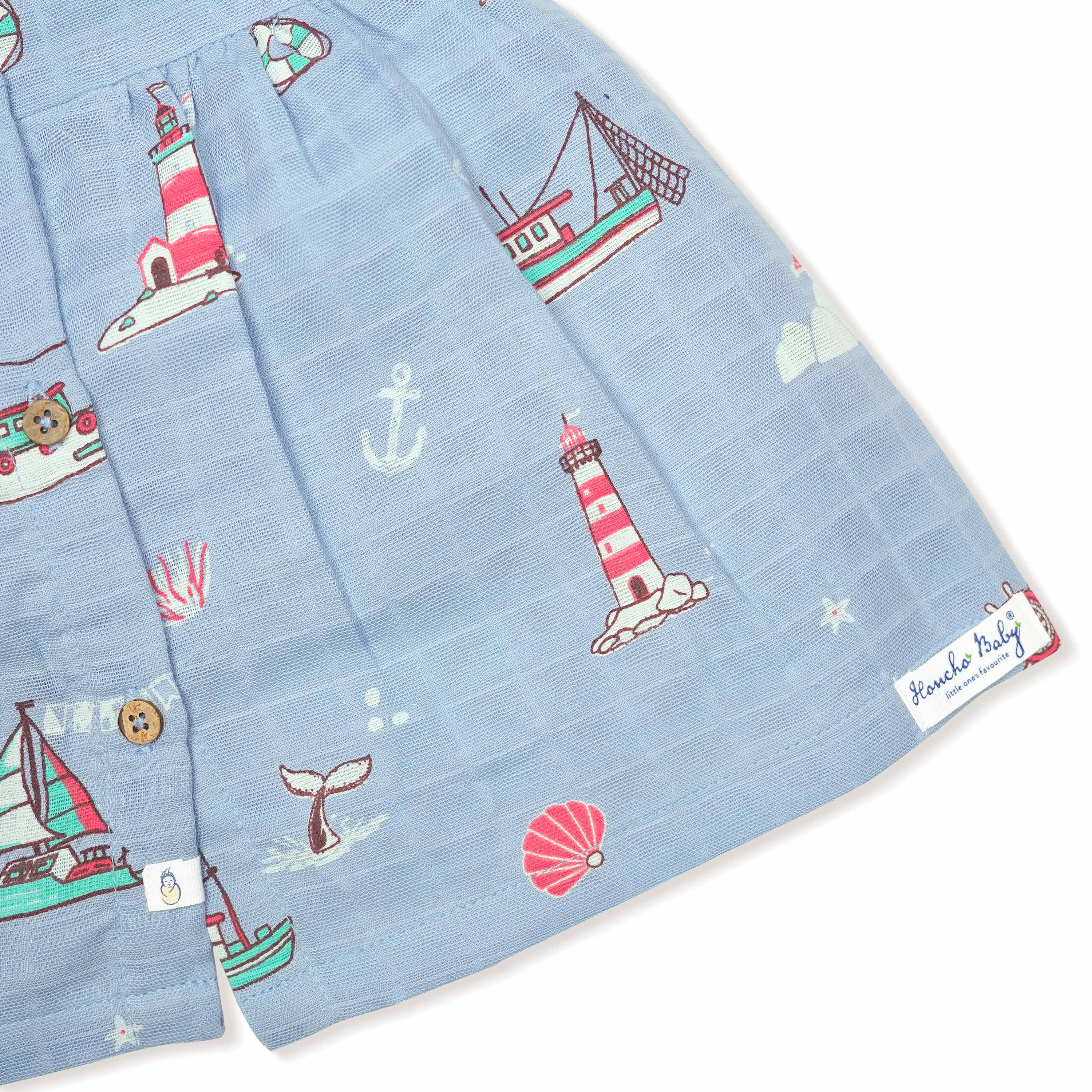 Frill Sleeve Muslin Cotton Girls Frock (0 months to 5 years) - Lighthouse Magic