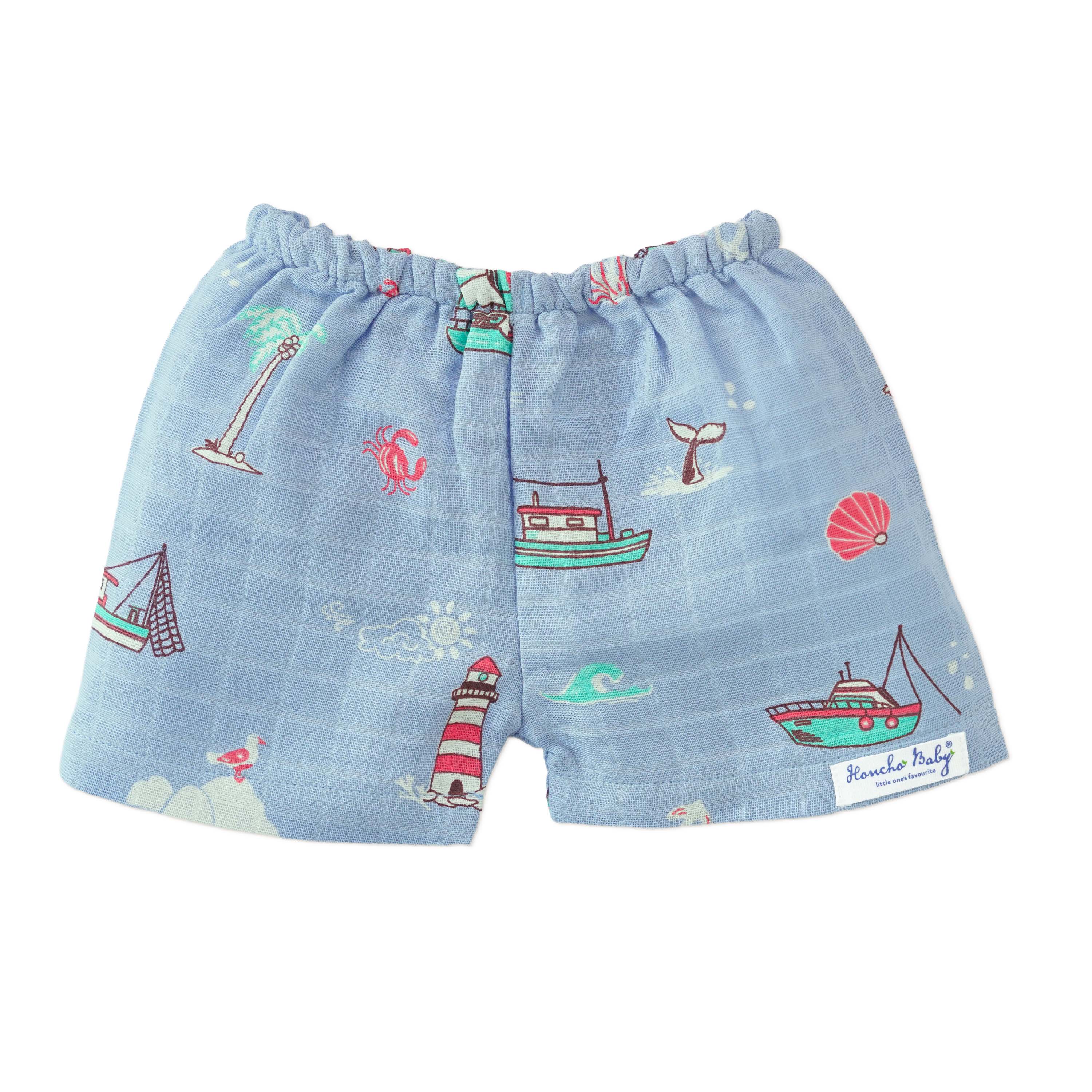Muslin Cotton Sleeveless Top & Shorts for Babies & Toddlers (Newborn–5 Years) - Lighthouse Magic