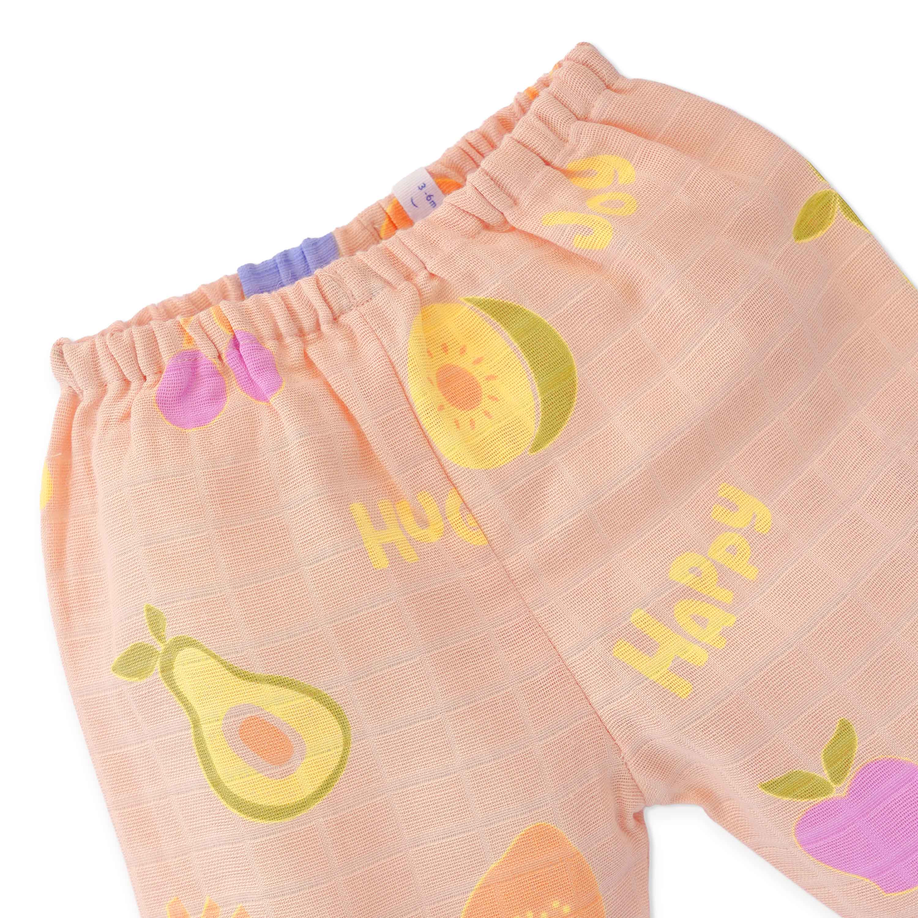 Muslin Cotton Full Sleeve Top & Pant Set for Baby & Toddler (0–5 Years) - Fruit Hugs