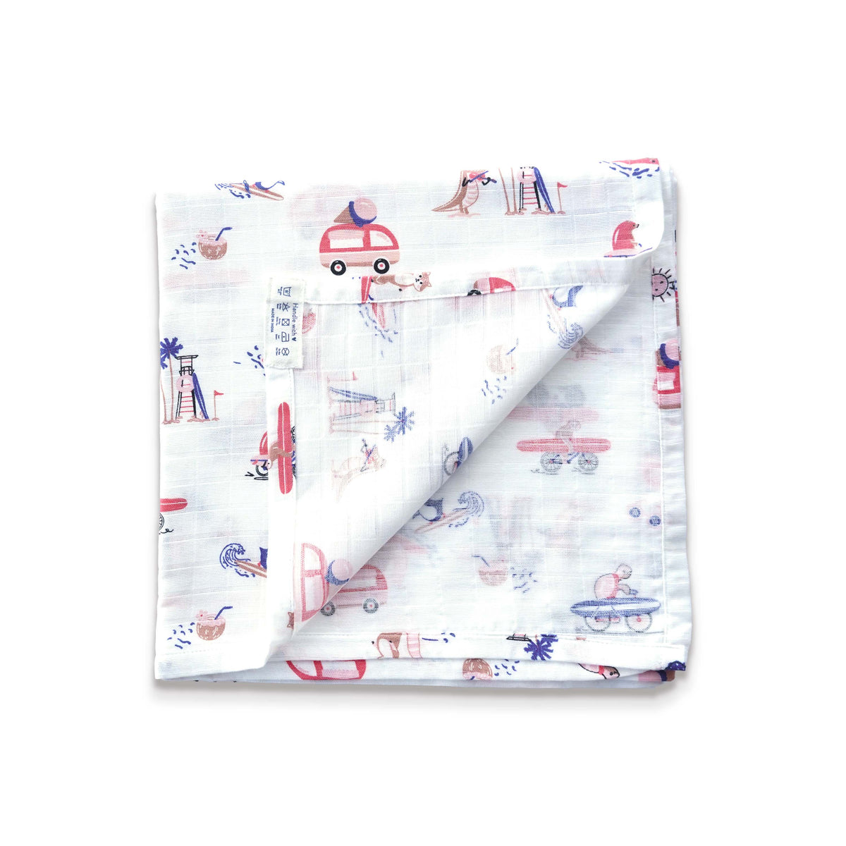 Tiny Surf Club - Baby Muslin Swaddle Blanket | 100% Premium Cotton | 110x110 cm