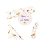 Tiny Jungle Adventures - Organic Cotton (double layer) Baby Muslin Swaddle Set - 100 X 100 cms