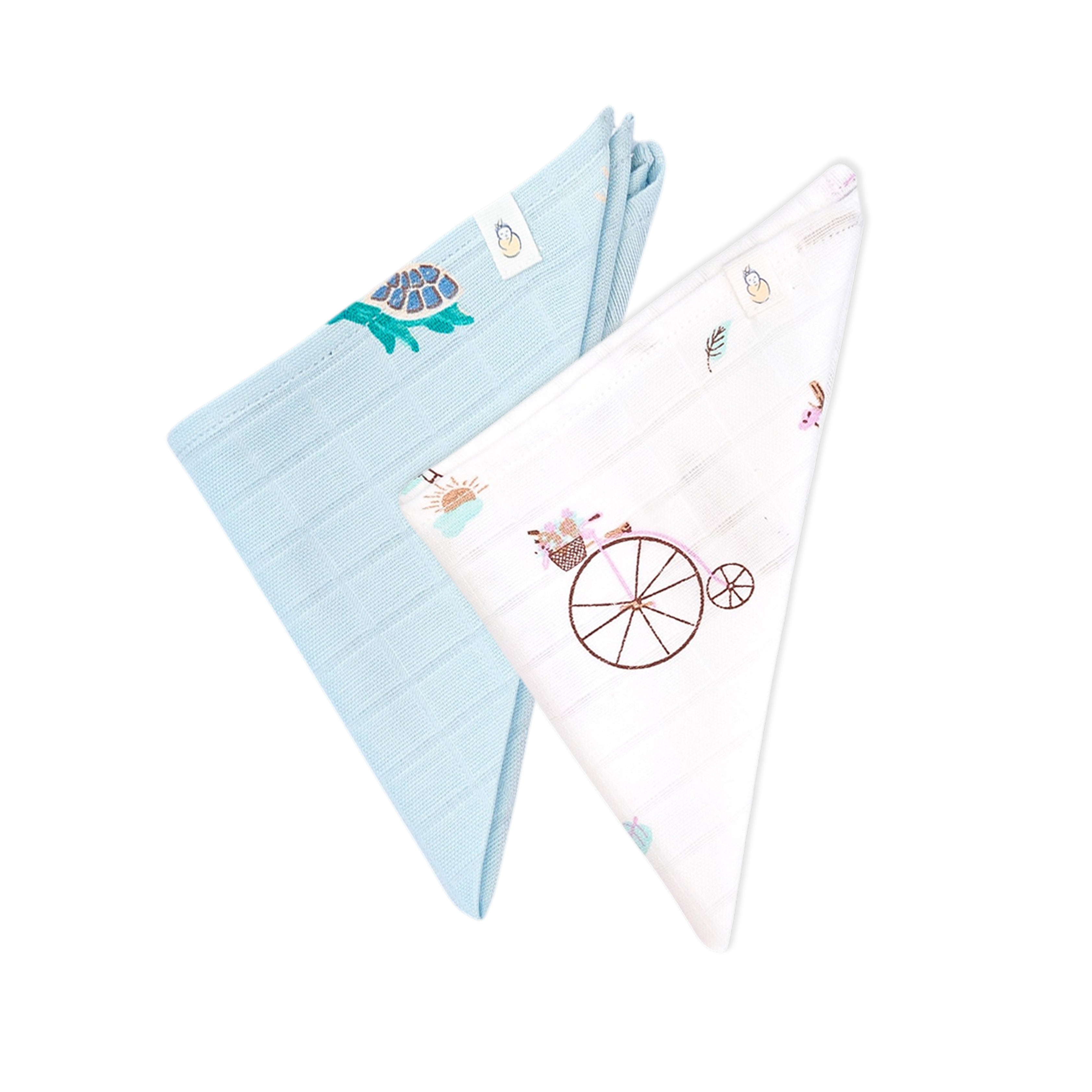 Muslin Wash cloth / Hand kerchief - 2 pack (Mini Scuba Squad & Tiny Wheels & Wonders)