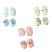 Baby Mittens and Booties 3 Pack Set ( 0 - 3 months ) 100% Cotton -  Little Colors Combo
