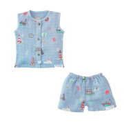 Muslin Cotton Sleeveless Top & Shorts for Babies & Toddlers (Newborn–5 Years) - Lighthouse Magic