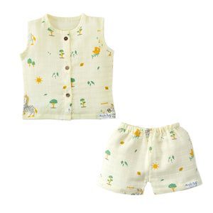 Muslin Cotton Sleeveless Top & Shorts for Babies & Toddlers (Newborn–5 Years) - Zebra Tales